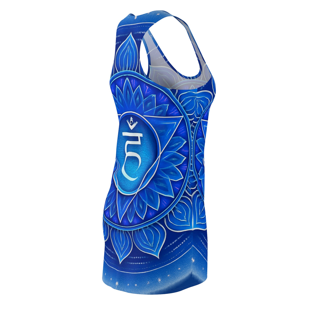 Blue Chakra Flow Racerback Dress - Throat Energy (Vishuddha) Wellness Wear