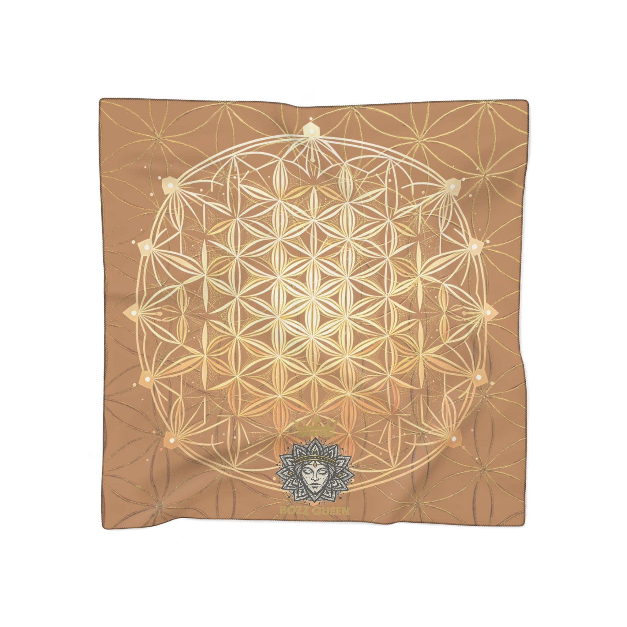 Flower of Life Light Brown Scarf - Sacred Geometry Spiritual Accessory