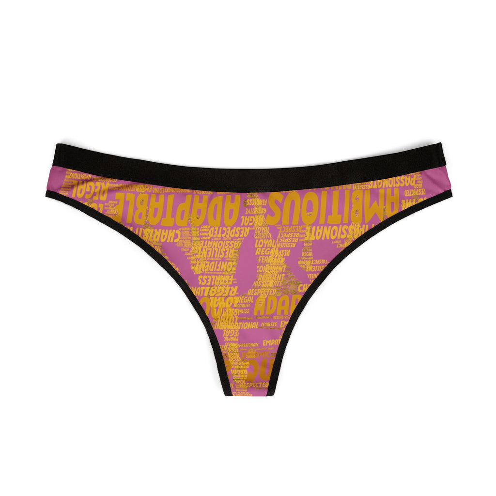 Women's Light Pink Yellow Thongs - Bold Statement Motivational Lingerie