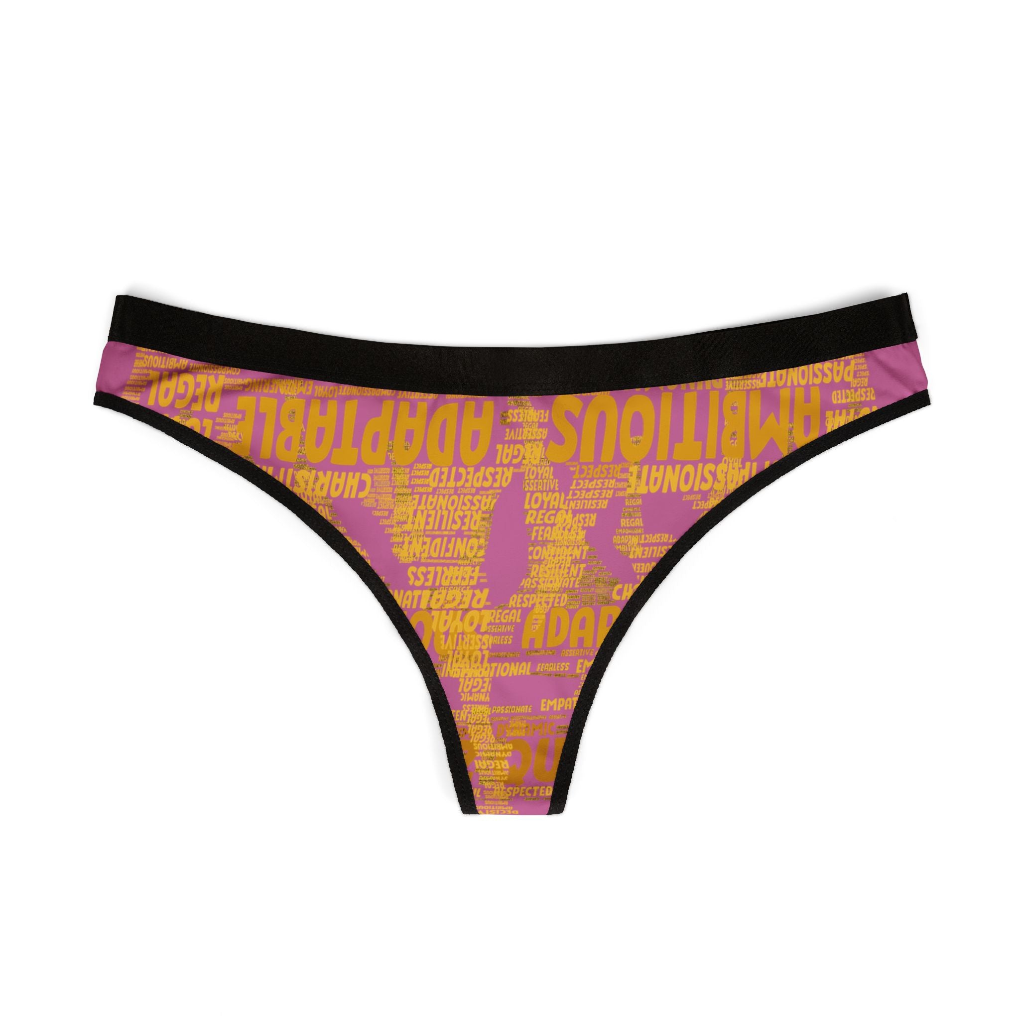 Women's Light Pink Yellow Thongs - Bold Statement Motivational Lingerie
