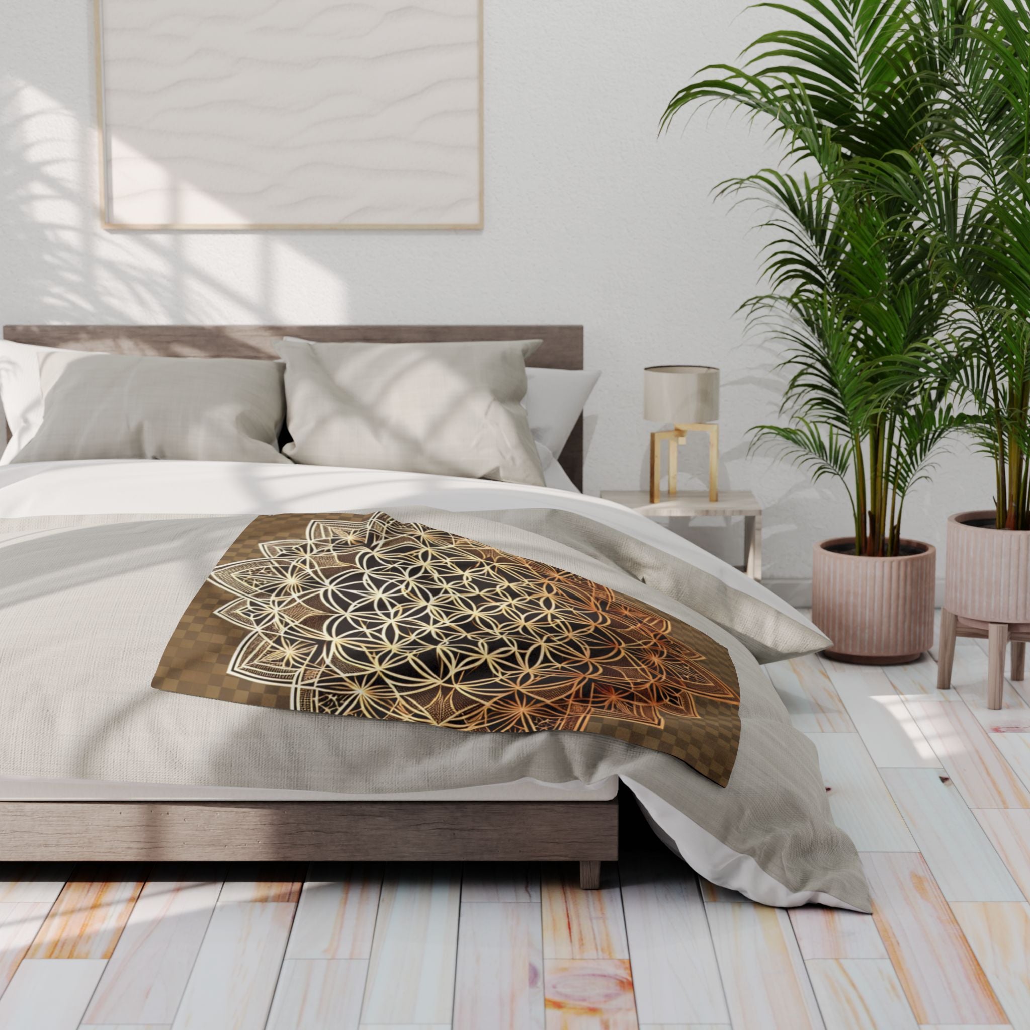 Cozy Mandala Fleece Blanket | Soft Warm Throw for Home & Travel, Yoga, Bohemian Decor, Gift for Any Occasion
