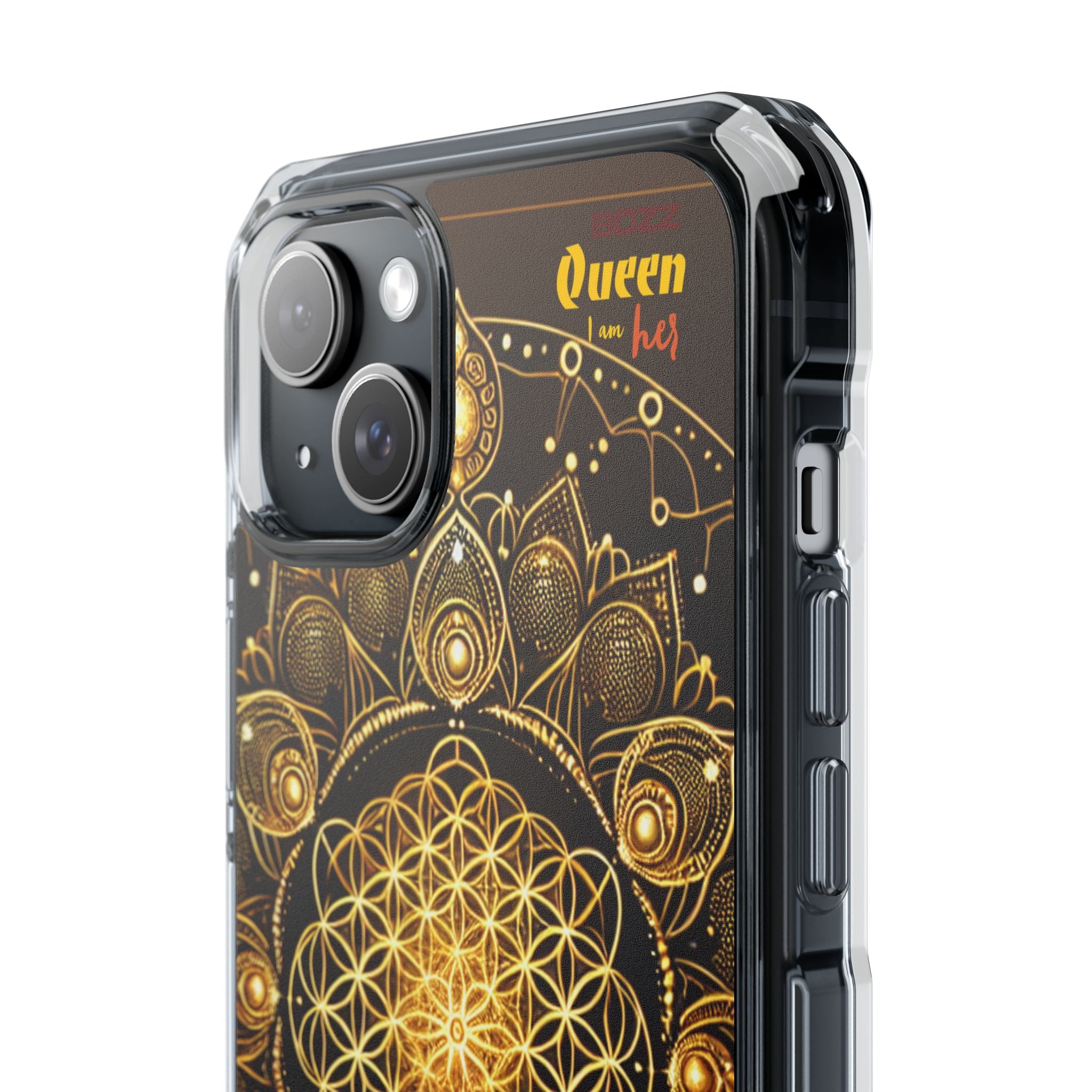 Magnetic Phone Case with Spiritual Mandala Design, Bozz Queen, Durable Clear Impact Case, Unique Gift for Spiritual Seekers, Phone Accessory