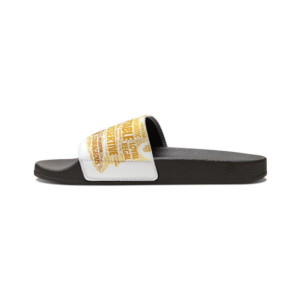 Bozz Queen White & Gold Women's Sandals - Removable Strap Beach Slides