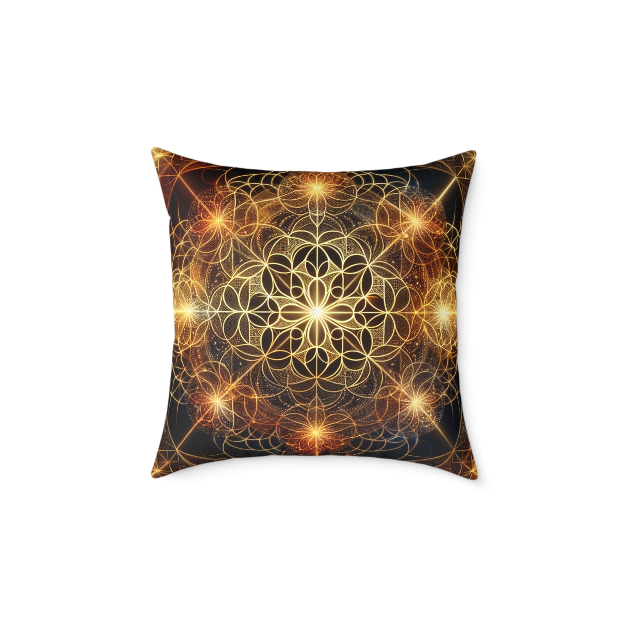 Bohemian Flower Mandala Pillow, Square Poly Canvas Pillow for Home Decor, Cozy Living Room Accent, Meditation Gift, Bedroom Cushion