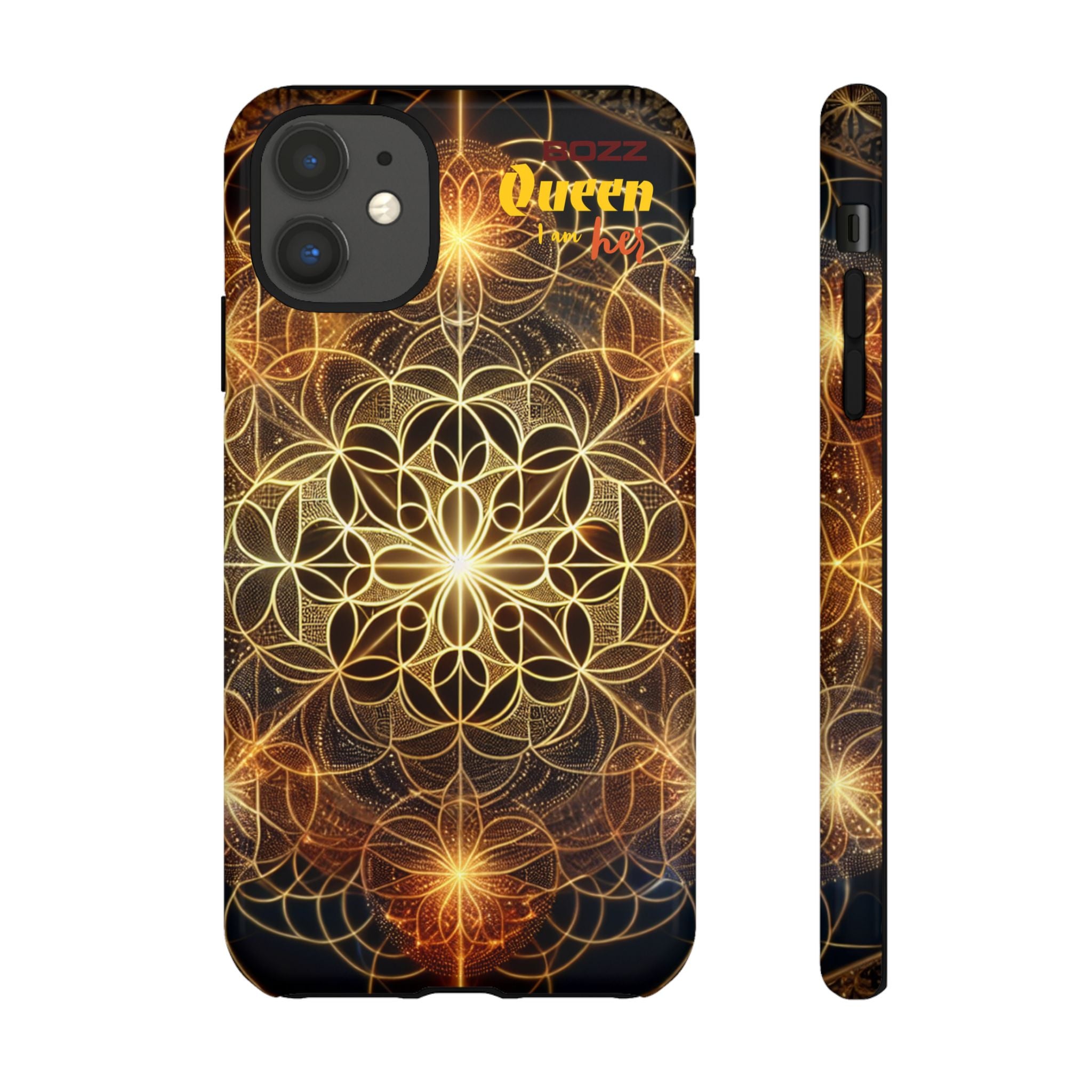 Golden Flower Mandala Phone Case, Tough Cases, Bohemian Phone Cover, Unique Gift for Him/Her, Spiritual and Artistic Design