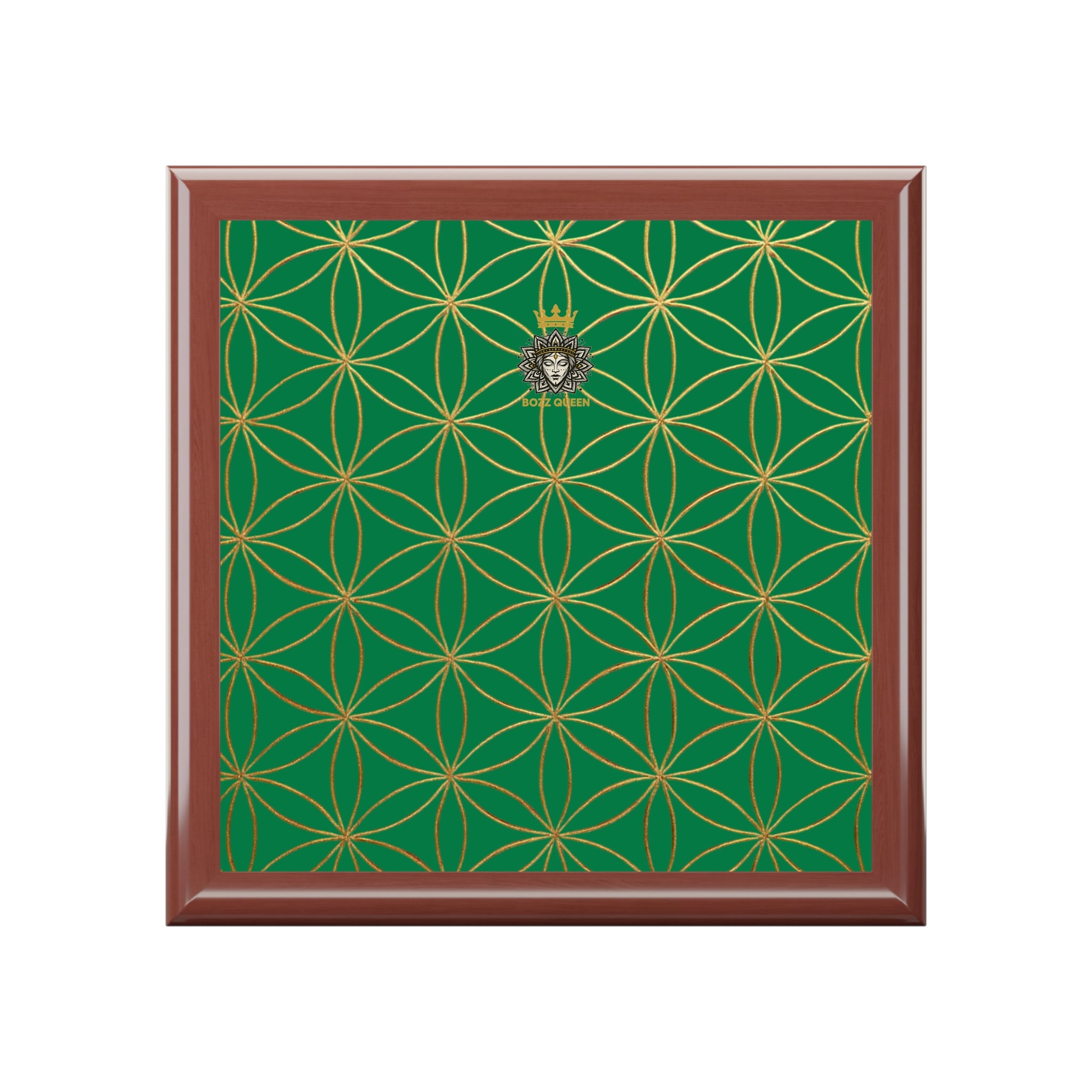 Flower of Life Jewelry Box - Dark Green Elegant Keepsake Organizer