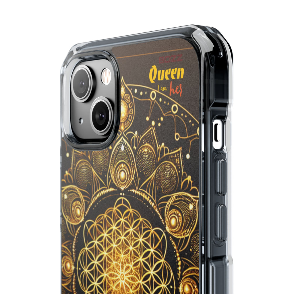 Magnetic Phone Case with Spiritual Mandala Design, Bozz Queen, Durable Clear Impact Case, Unique Gift for Spiritual Seekers, Phone Accessory
