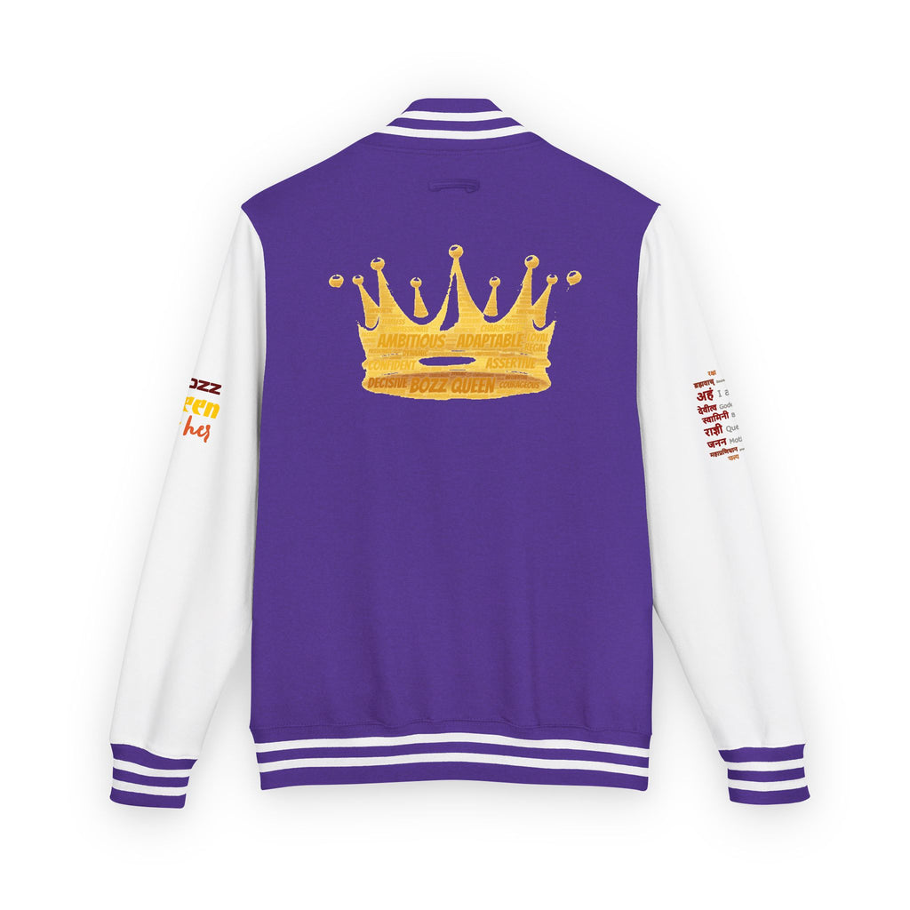Bozz Queen Crown Design Letterman Jacket - Unisex Heavyweight Varsity Jacket