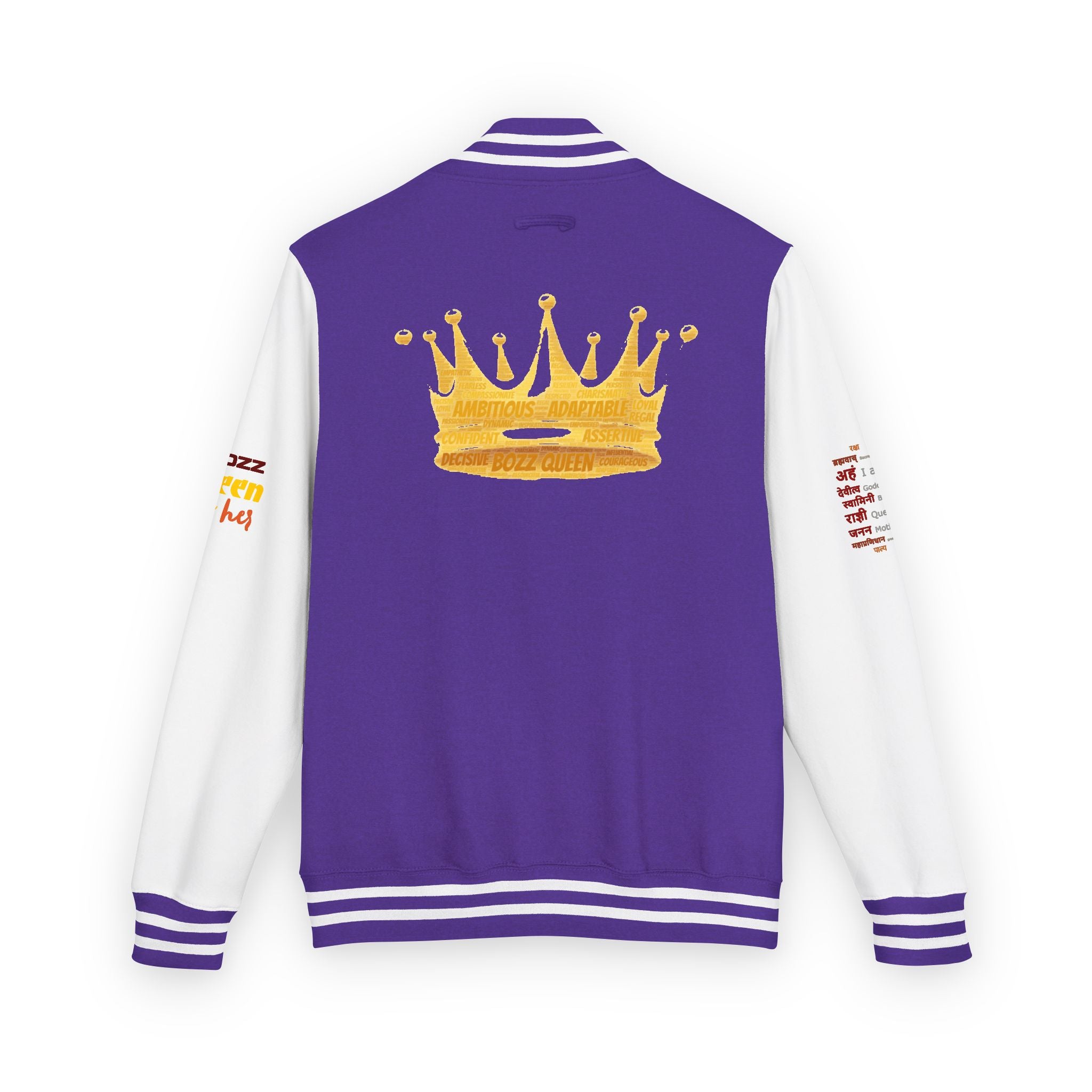 Bozz Queen Crown Design Letterman Jacket - Unisex Heavyweight Varsity Jacket