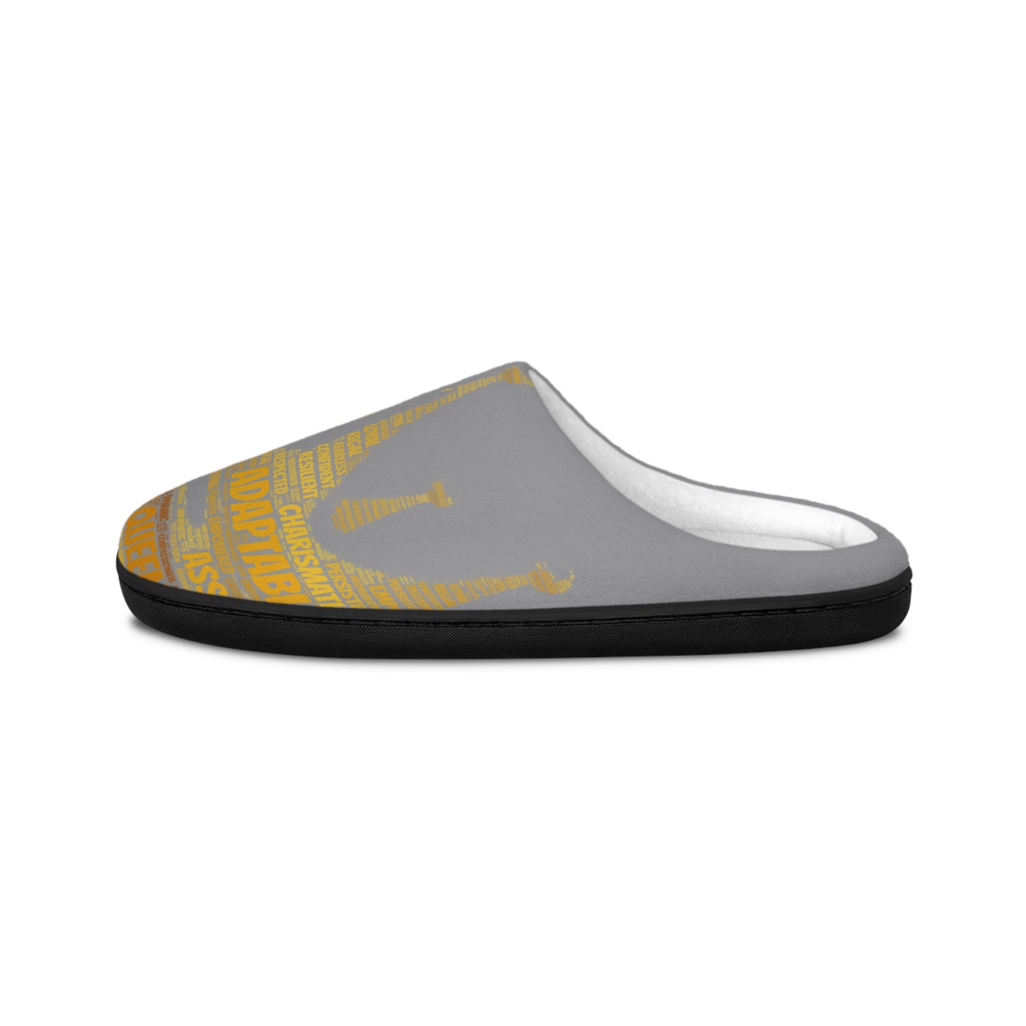 Bozz Queen Grey & Gold Women's Indoor Slippers - Soft Flannel House Shoes