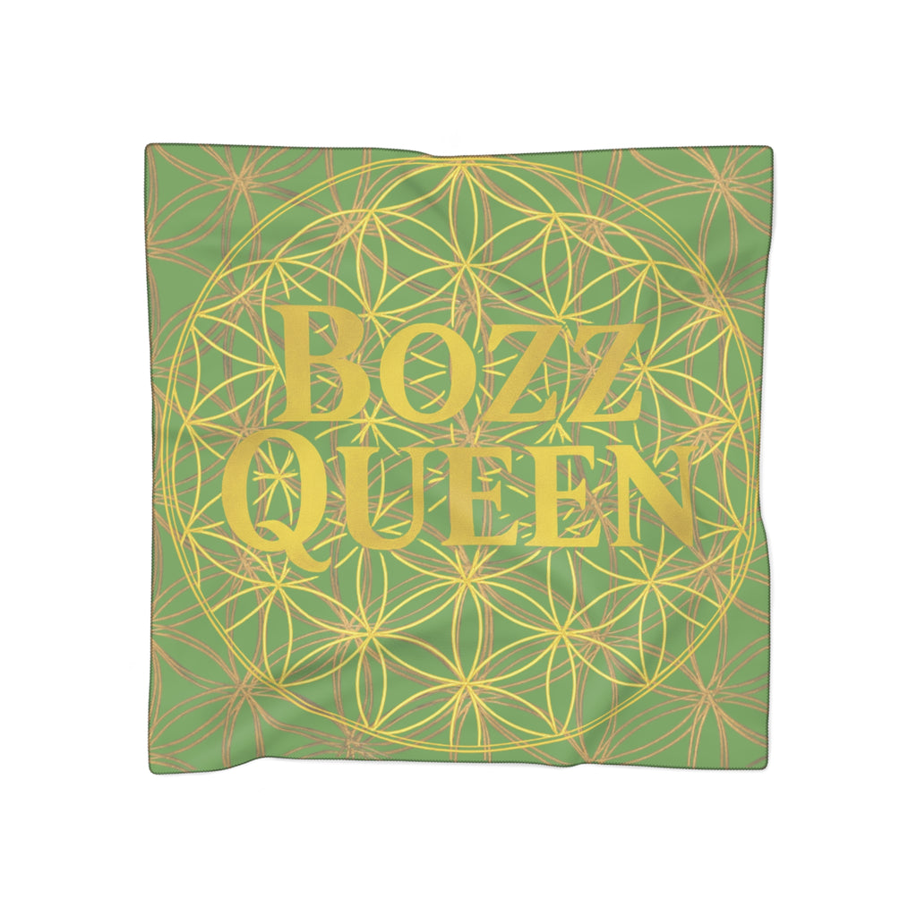 Bozz Queen Green Poly Scarf - Vibrant Flower of Life Design for Stylish Women