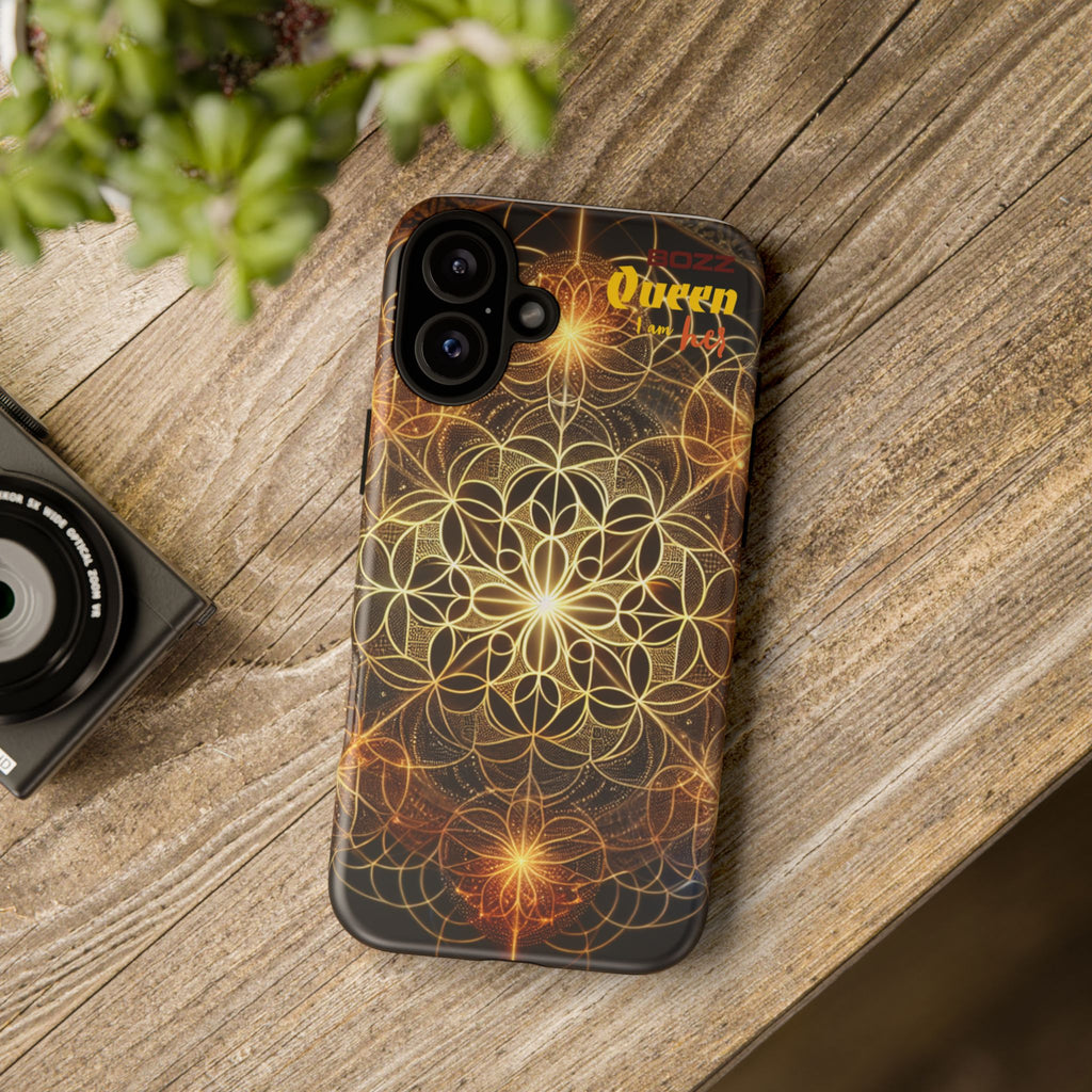Golden Flower Mandala Phone Case, Tough Cases, Bohemian Phone Cover, Unique Gift for Him/Her, Spiritual and Artistic Design