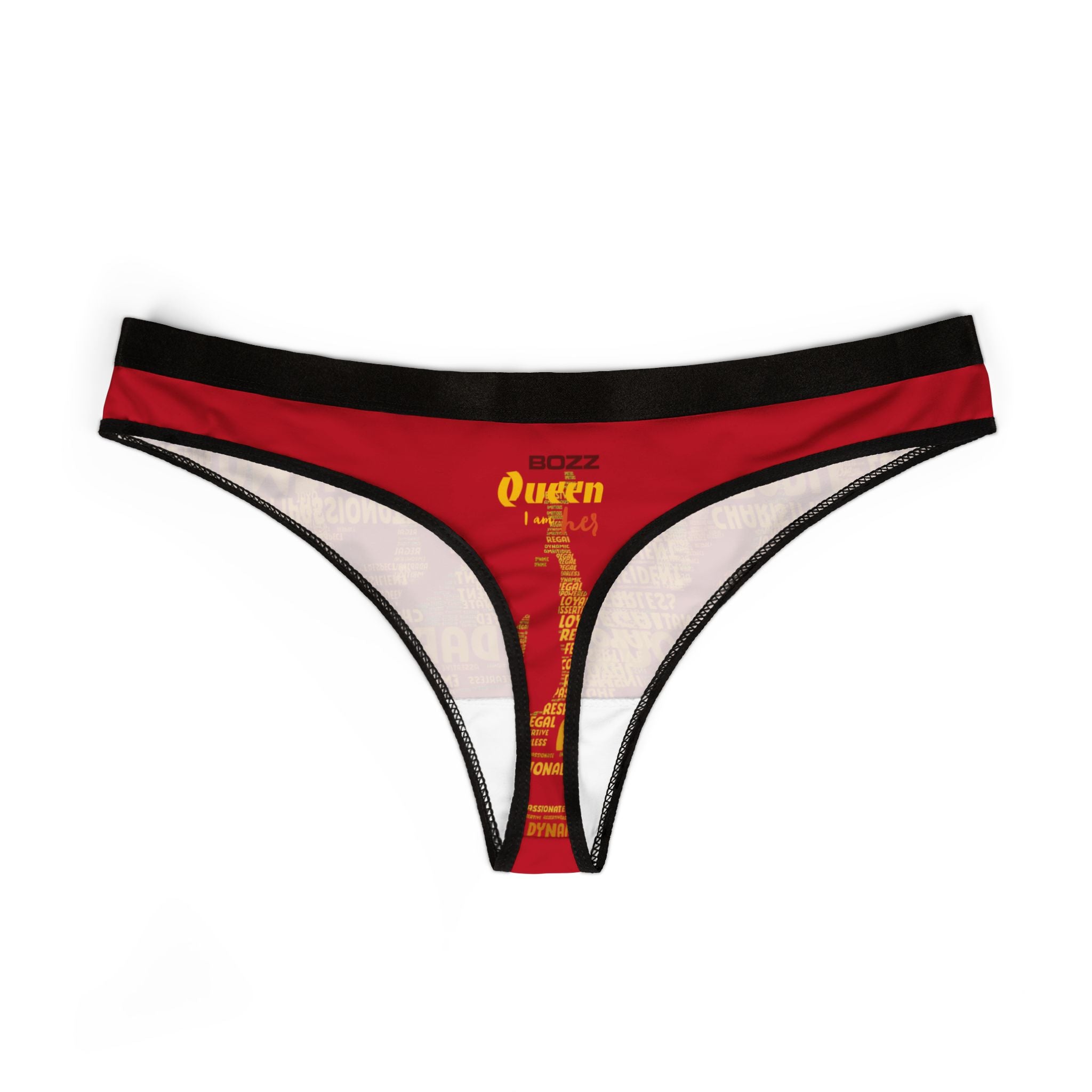 Women's Dark Red Yellow Thongs - Bold Statement Motivational Lingerie