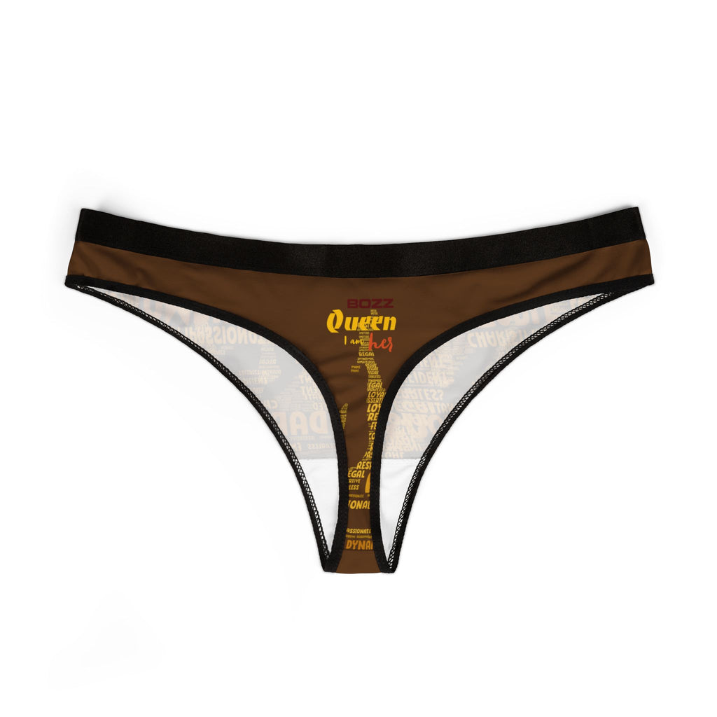 Women's Brown Yellow Thongs - Bold Statement Motivational Lingerie