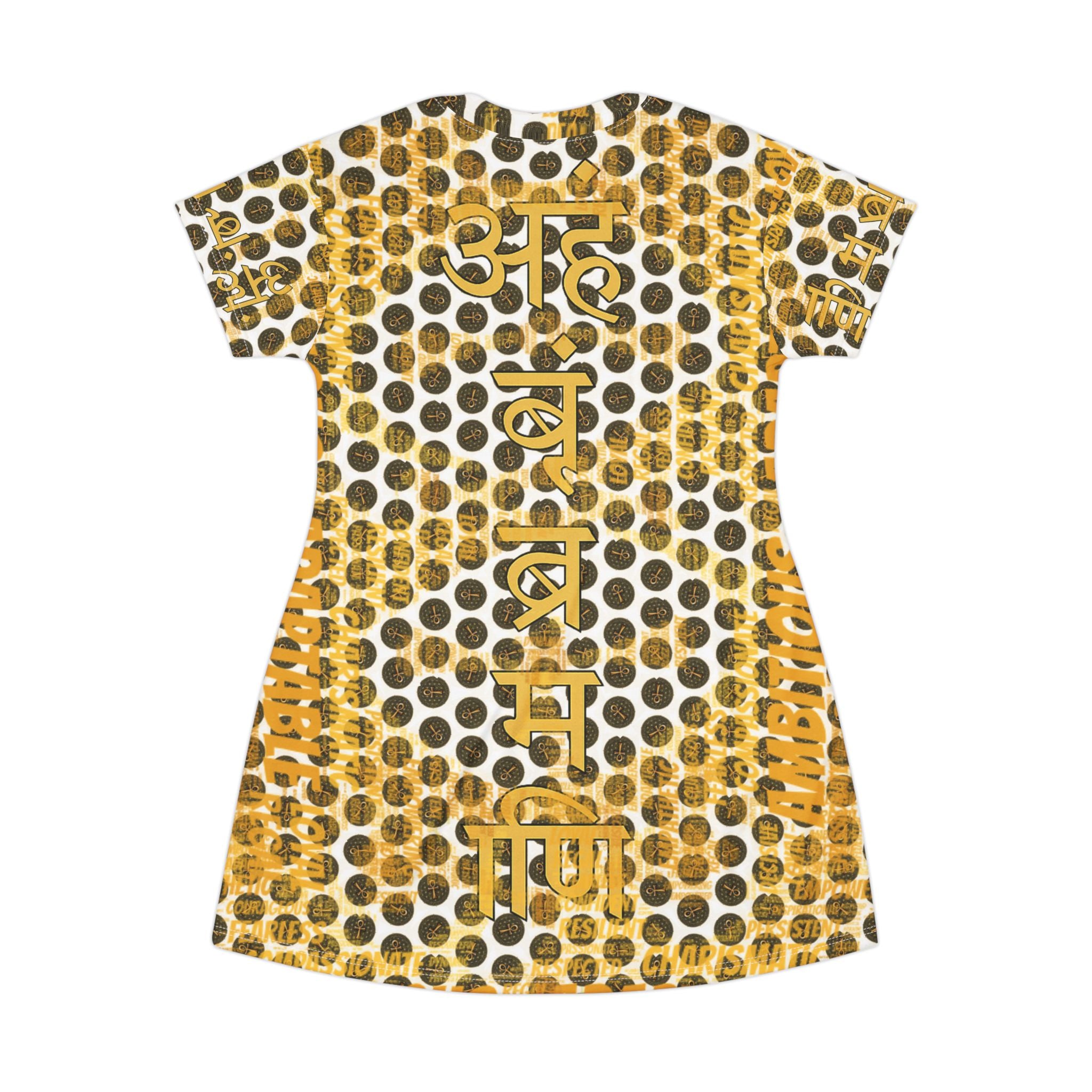 Affirmation I am divine consciousness, Print T-Shirt Dress in sanskrit