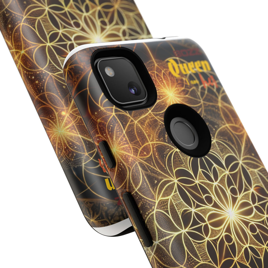 Golden Flower Mandala Phone Case, Tough Cases, Bohemian Phone Cover, Unique Gift for Him/Her, Spiritual and Artistic Design
