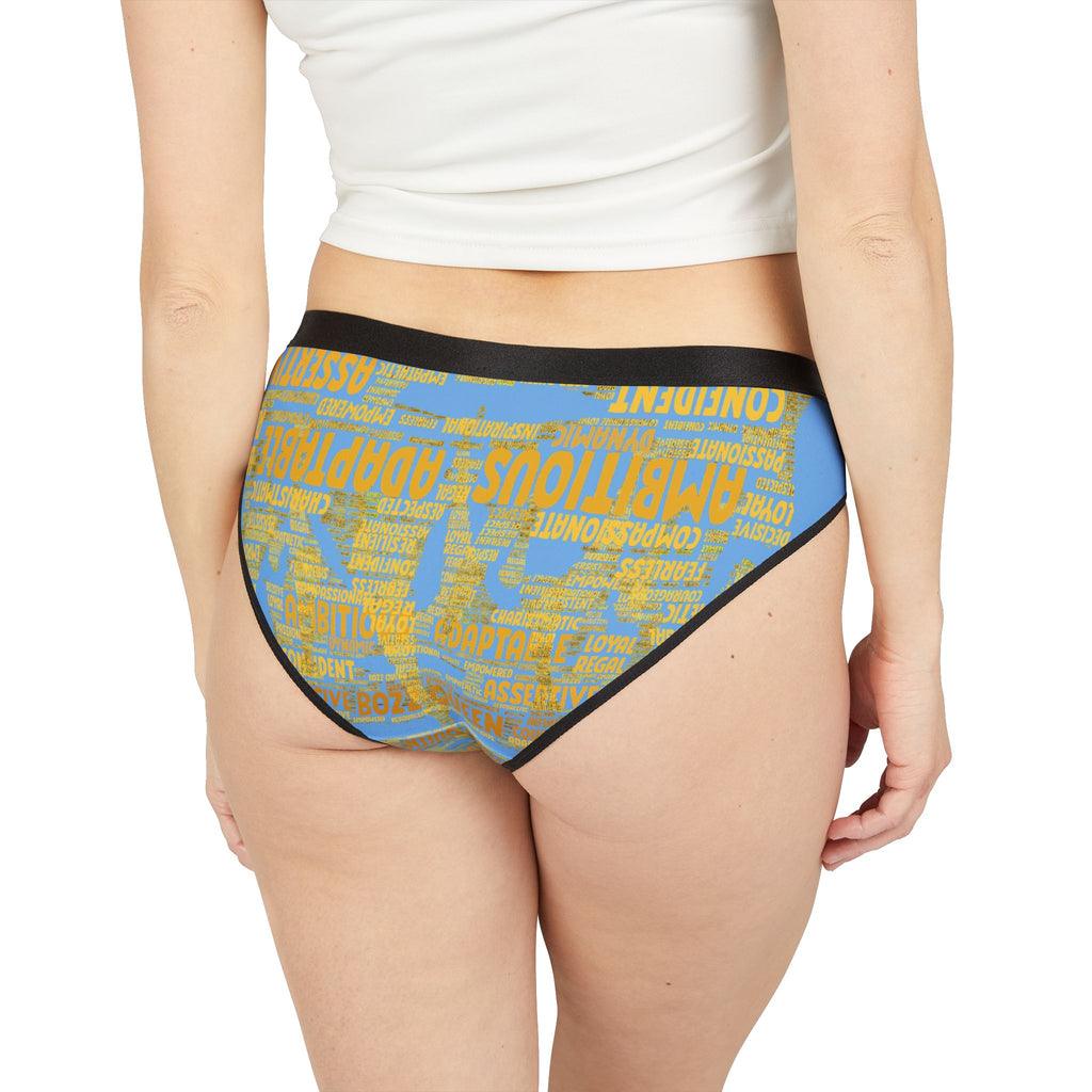 Women's Light Blue Yellow Motivational Underwear - Bold Statement Lingerie