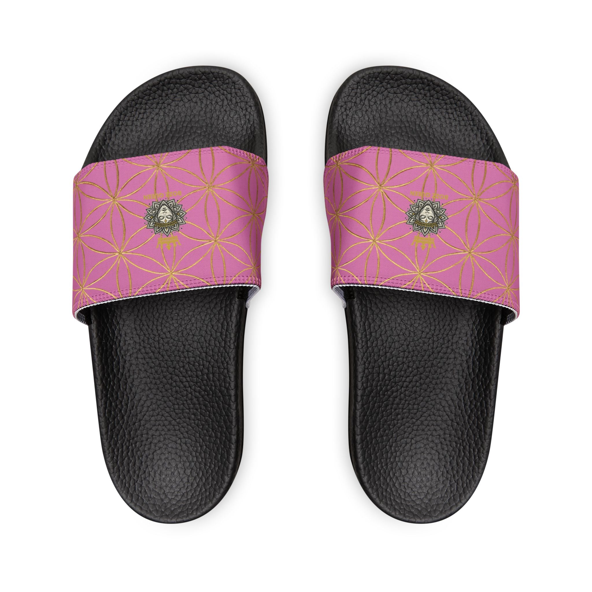 Bozz Queen Light Pink Flower of Life Women's Sandals - Removable Strap Beach Slides
