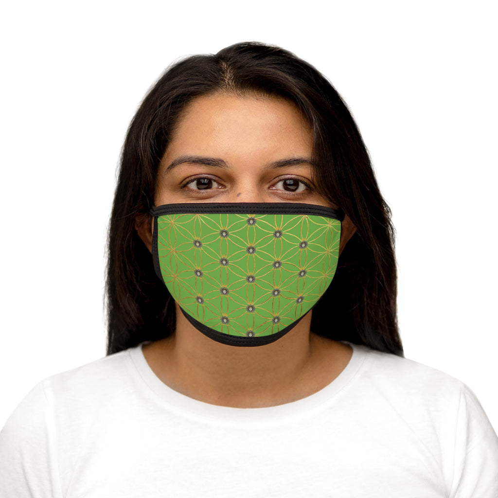 Bozz Queen Flower of Life Face Mask - Green & Gold Stylish Breathable Cloth Mask