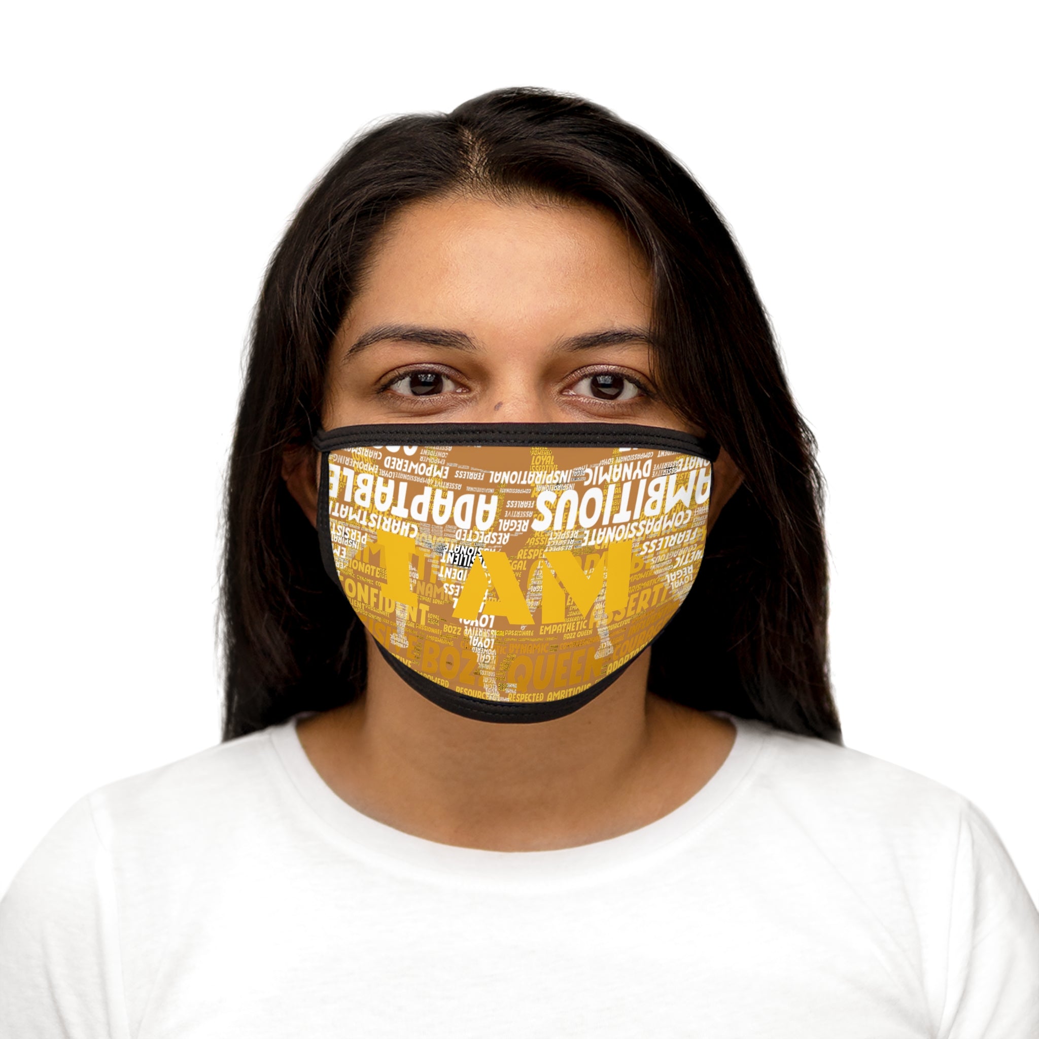 I AM Series Empowering Face Mask - Light Brown Mixed-Fabric with Inspirational Quotes