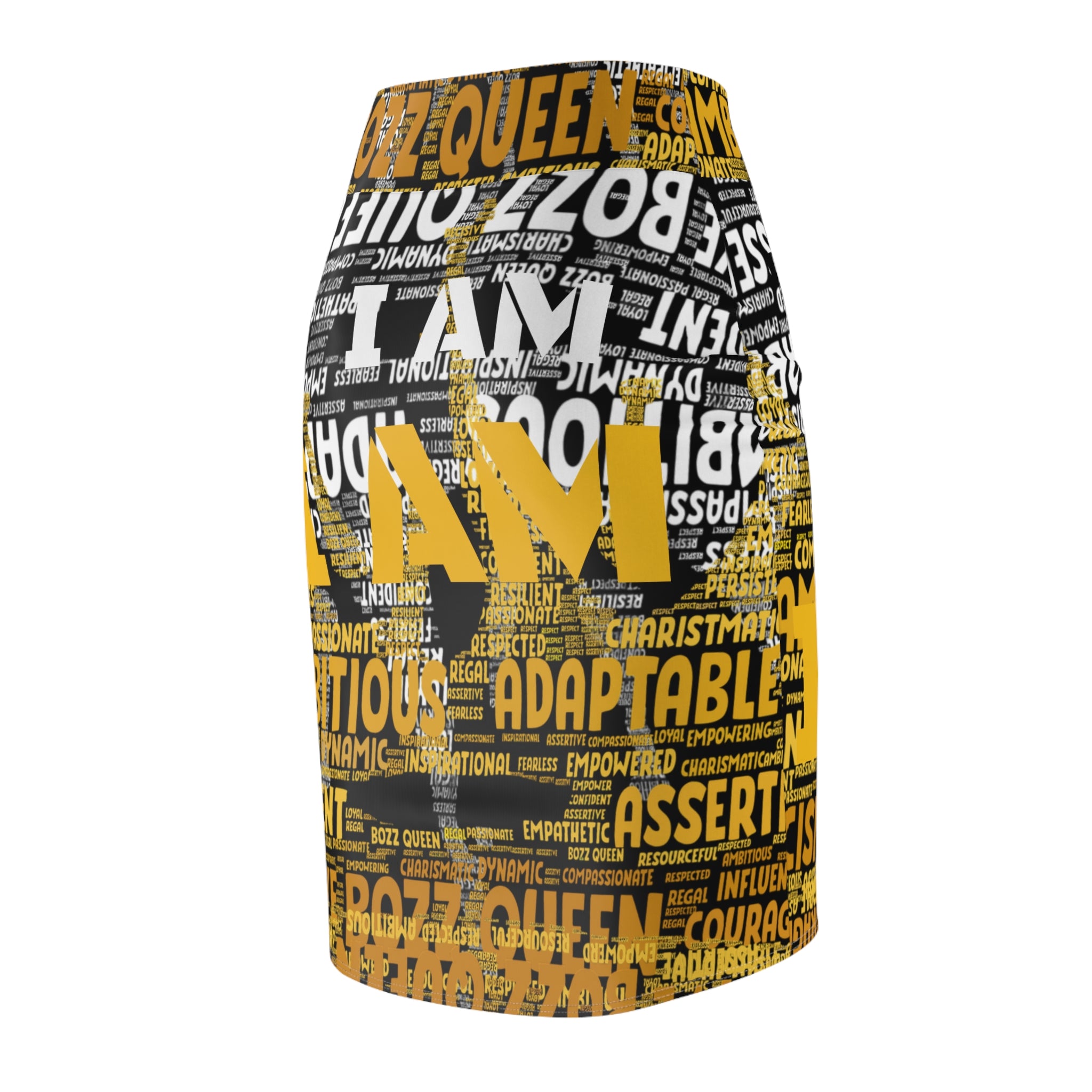 BOZZ QUEEN I AM Series Empowering Women's Pencil Skirt - Motivational Fashion