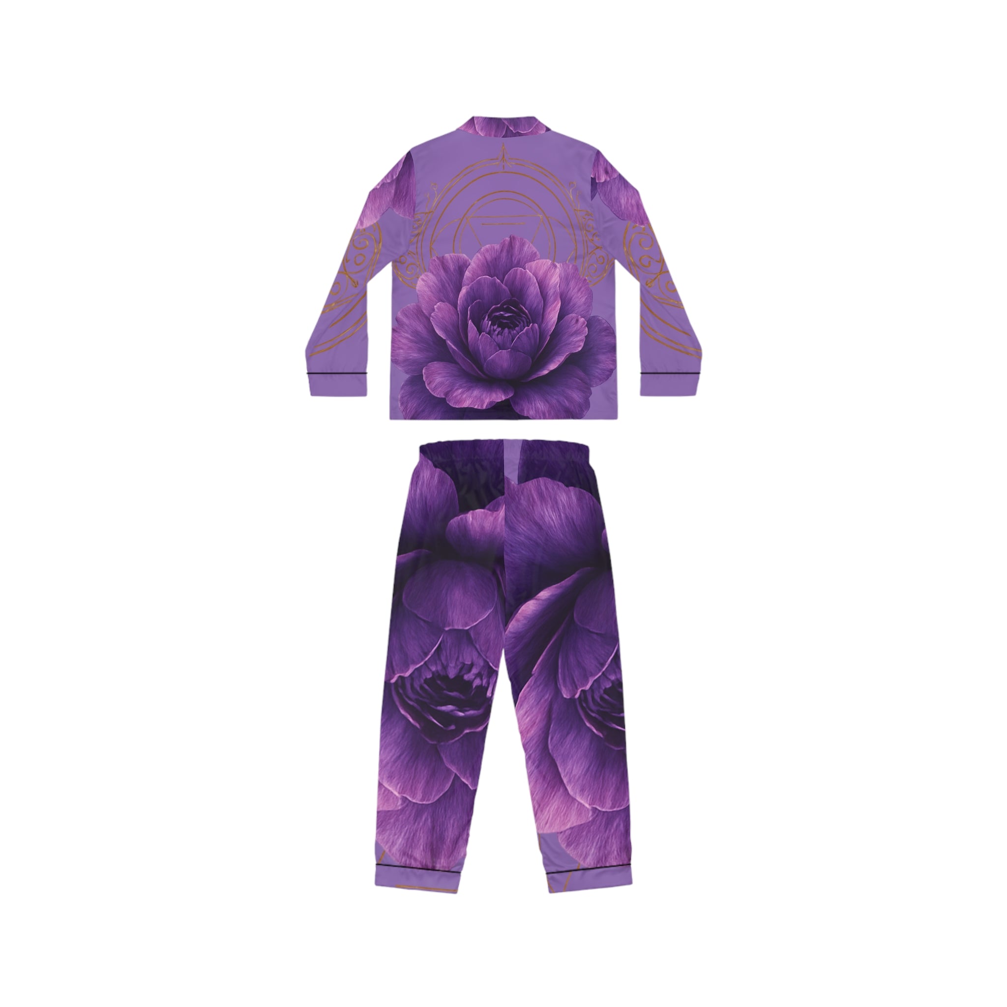 Third Eye Chakra Floral Satin Pajamas Set - Luxurious Women's Sleepwear Gift
