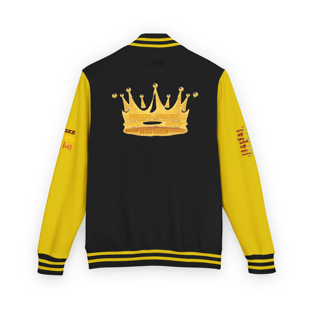 Bozz Queen Crown Design Letterman Jacket - Unisex Heavyweight Varsity Jacket
