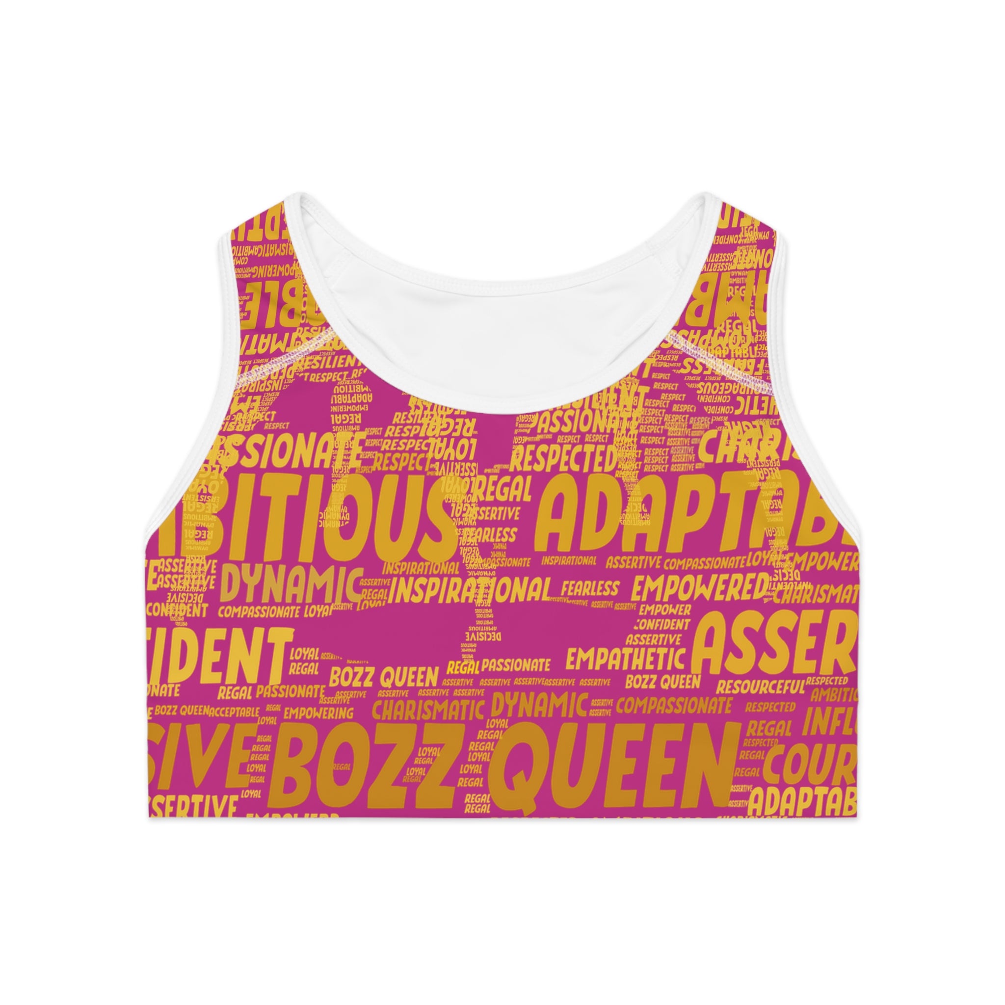 Empowered Words Sports Bra - Bozz Queen Origin Collection | Pink & Yellow