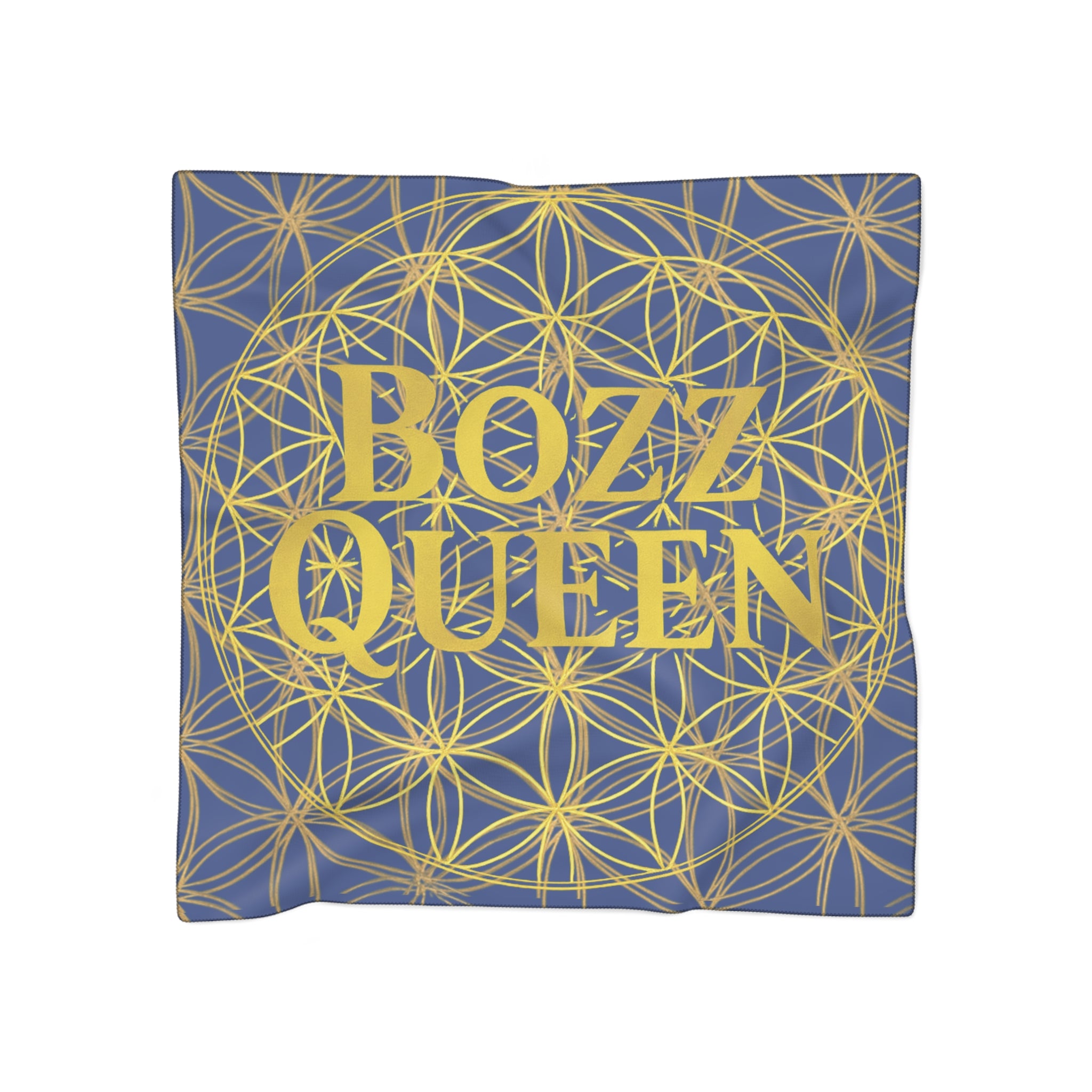 Bozz Queen Blue Poly Scarf - Vibrant Flower of Life Design for Stylish Women