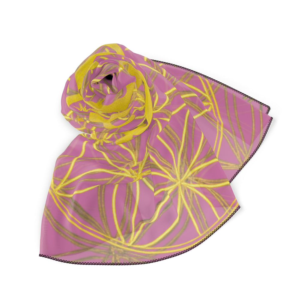 Bozz Queen Light Pink Poly Scarf - Vibrant Flower of Life Design for Stylish Women