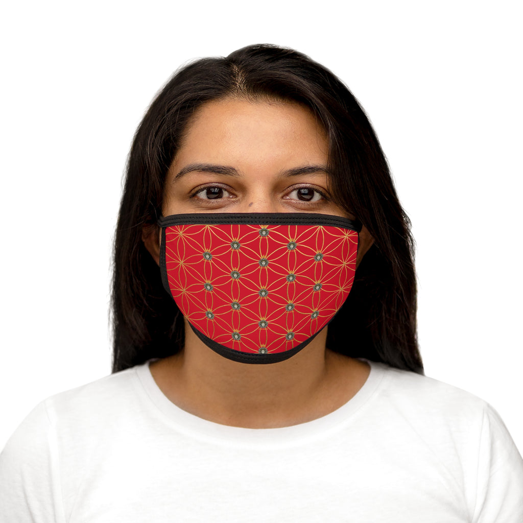 Bozz Queen Flower of Life Face Mask - Dark Red & Gold Stylish Breathable Cloth Mask