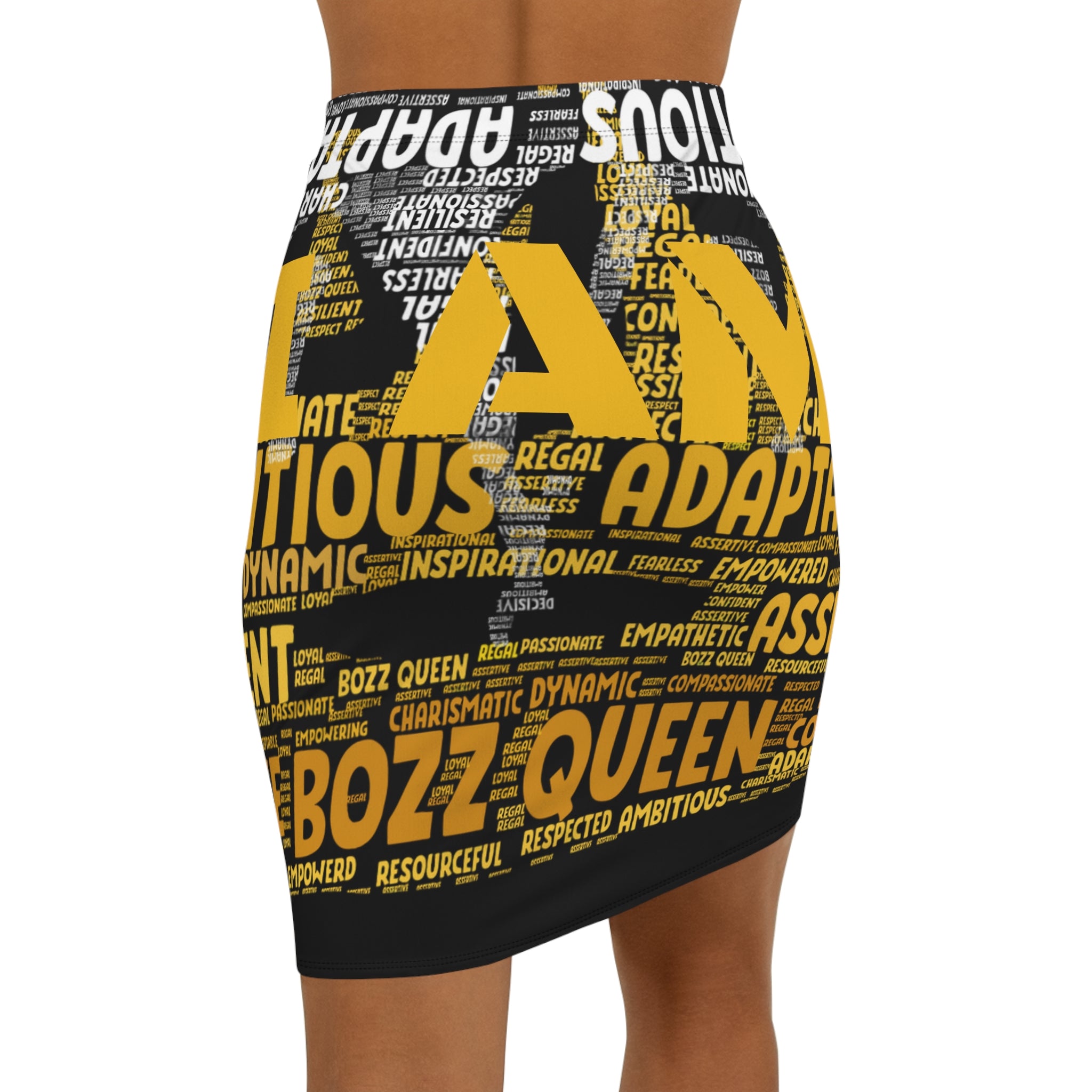 BOZZ QUEEN I AM Series Empowering Women's Mid-Waist Pencil Skirt - Boss Queen Clothing