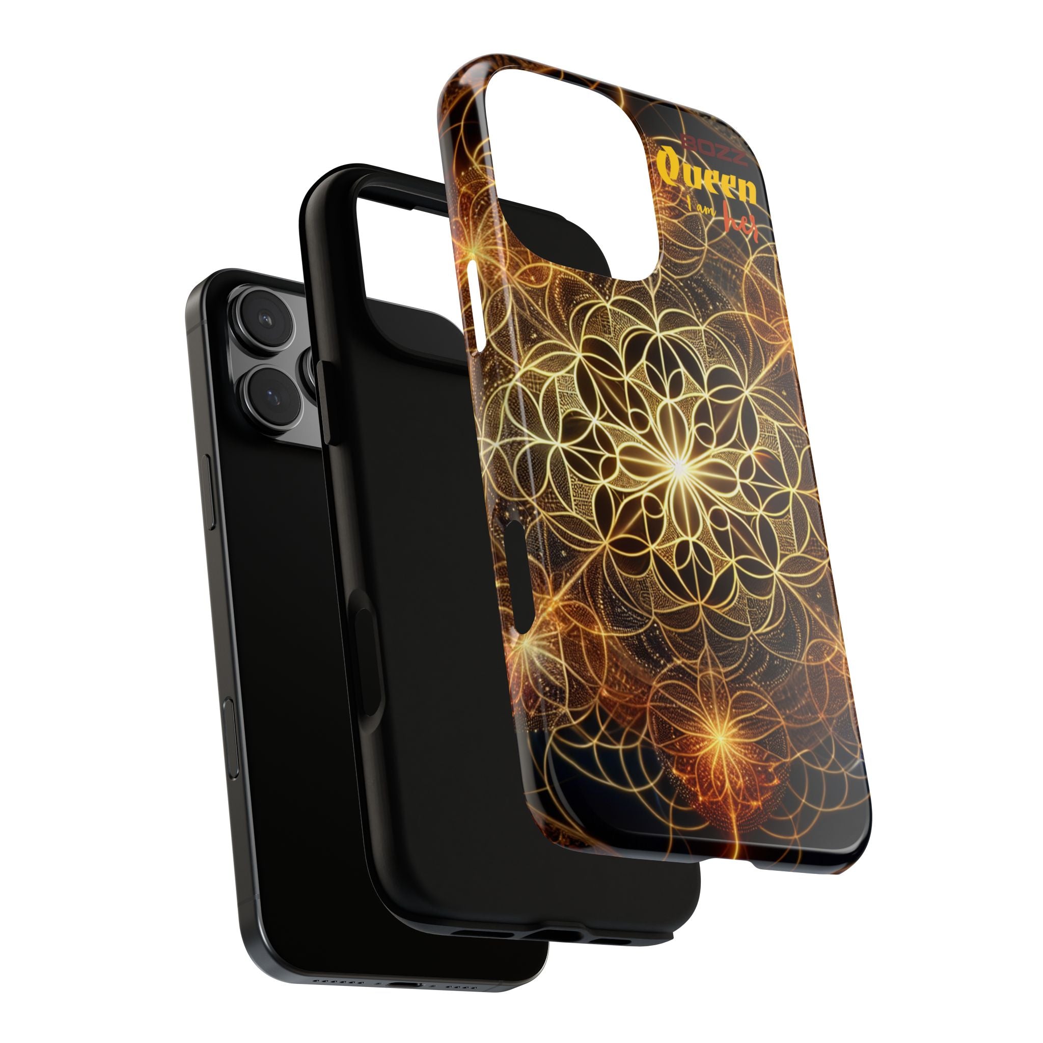 Golden Flower Mandala Phone Case, Tough Cases, Bohemian Phone Cover, Unique Gift for Him/Her, Spiritual and Artistic Design