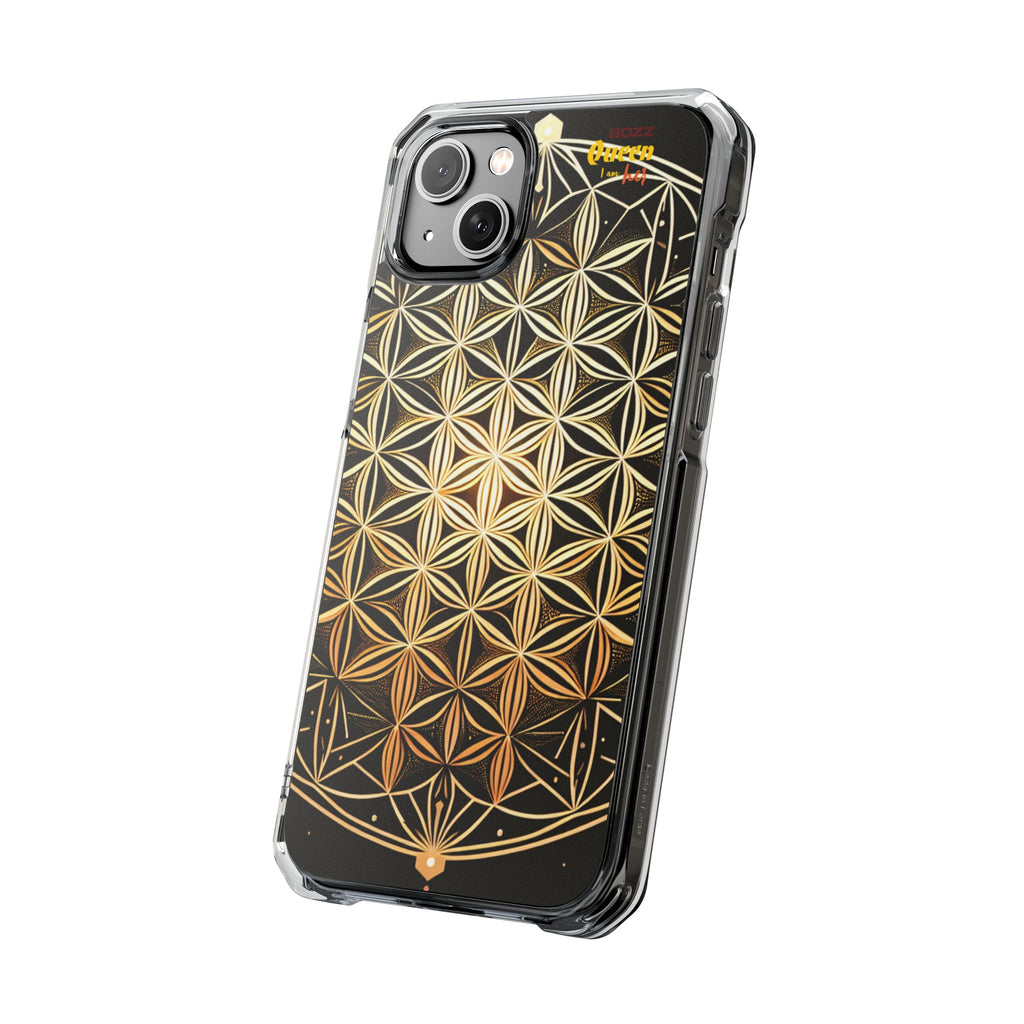 Flower of Life Magnetic Clear Case, Personalized Phone Case, Protective Impact Case, Gift for Him or Her, Boho Phone Accessories