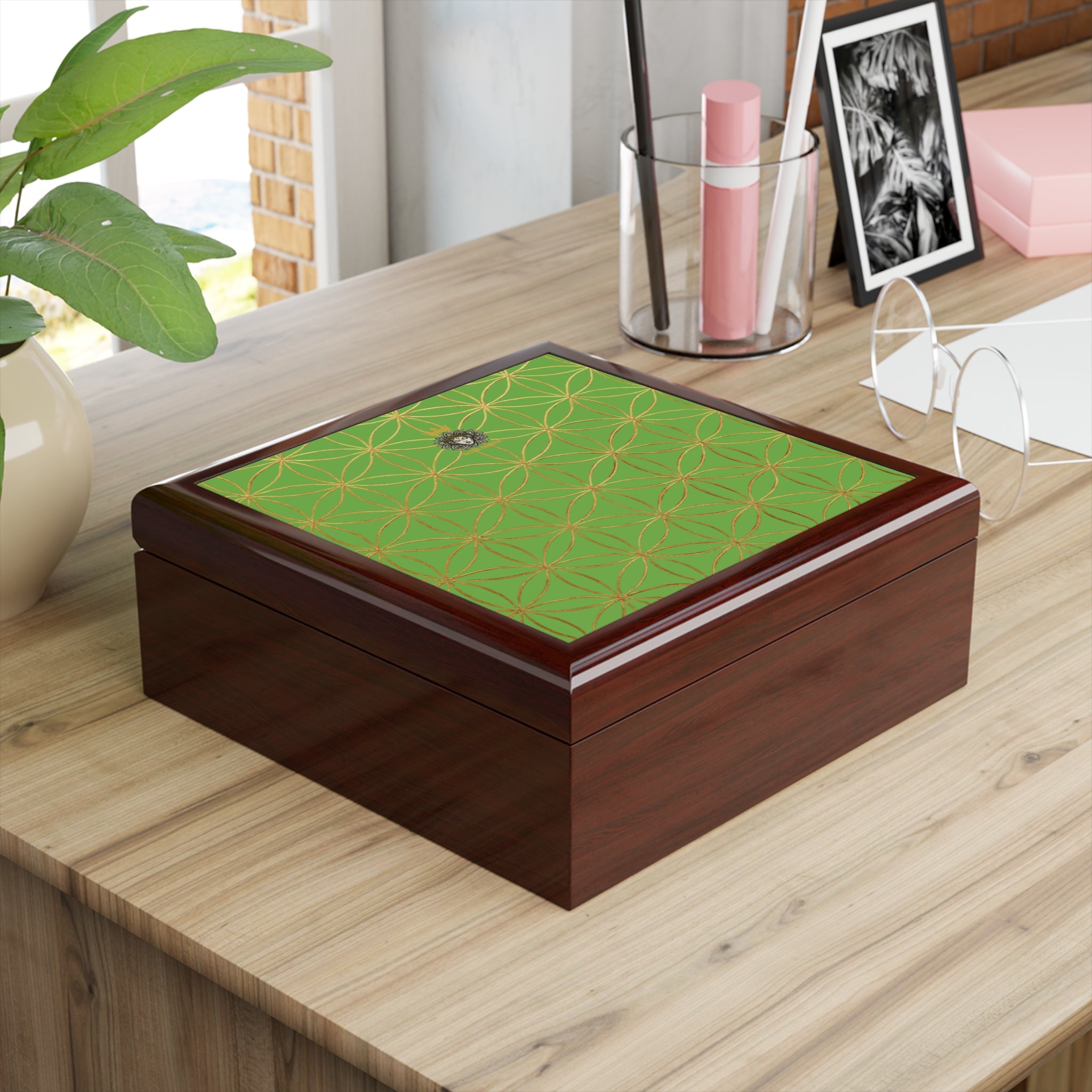 Flower of Life Jewelry Box - Light Green Elegant Keepsake Organizer