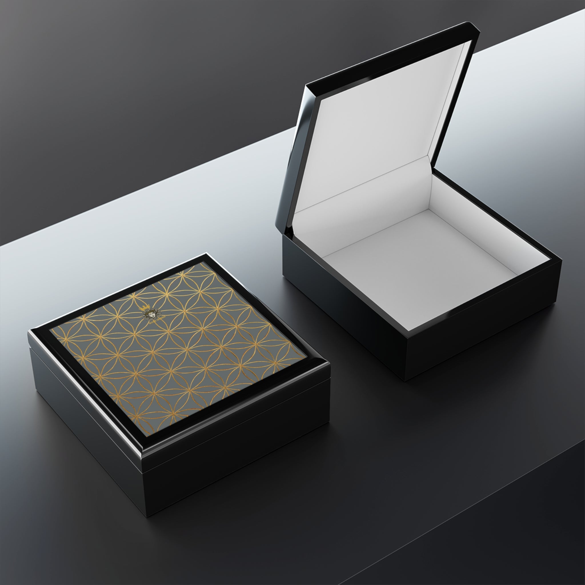 Flower of Life Jewelry Box - Dark Grey Elegant Keepsake Organizer