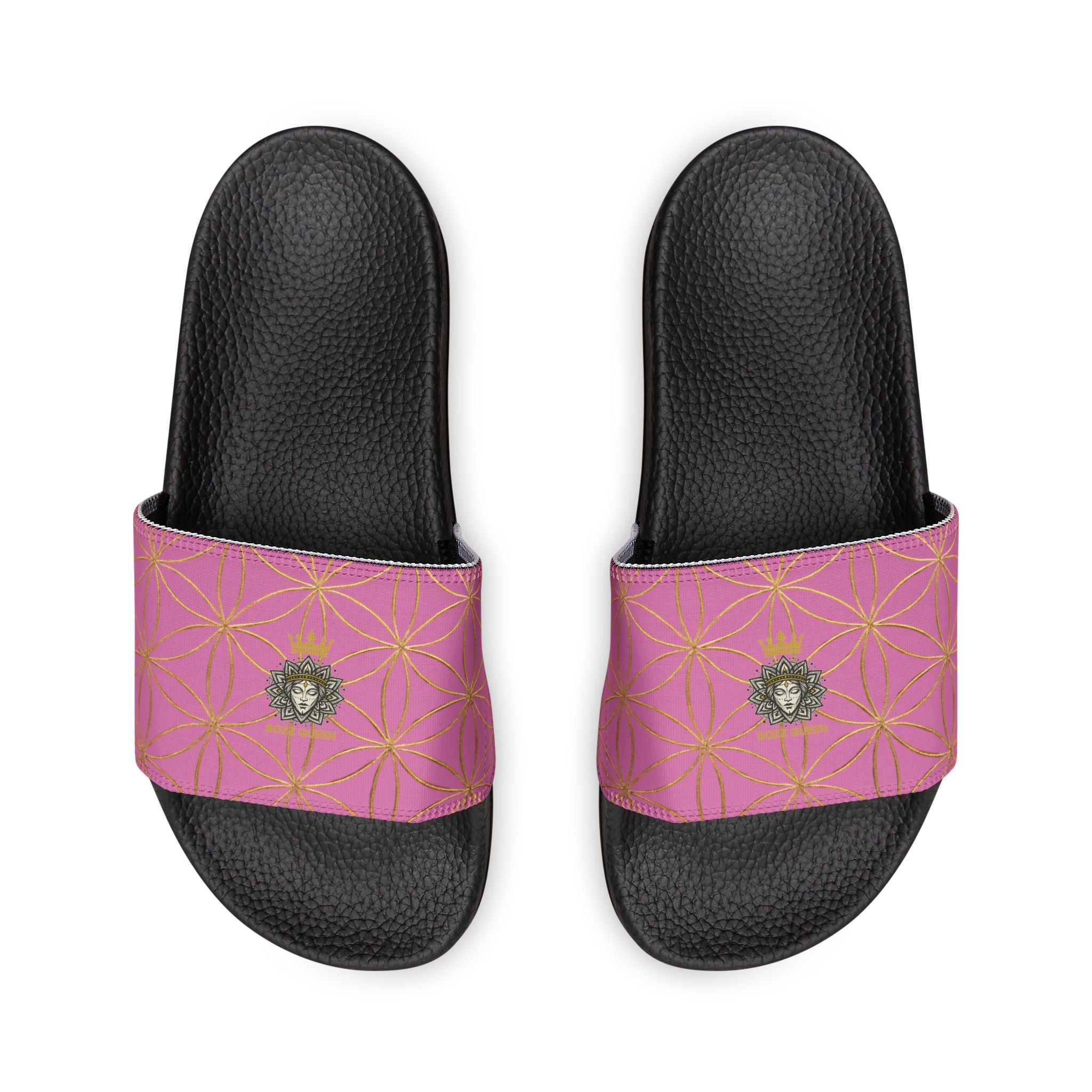 Bozz Queen Light Pink Flower of Life Women's Sandals - Removable Strap Beach Slides