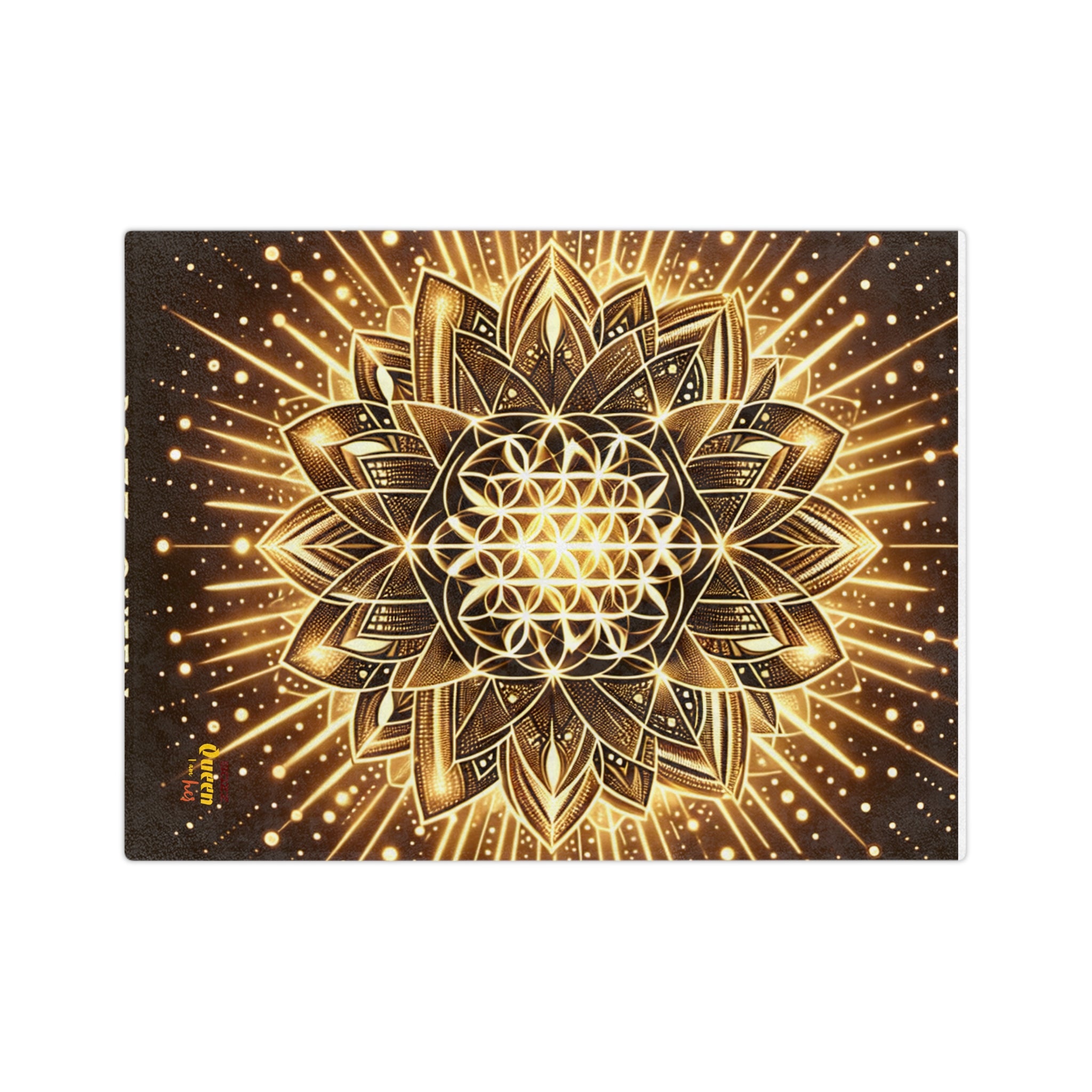 Golden Mandala Velveteen Blanket, Cozy Throw Blanket, Boho Home Decor, Yoga Lover Gift, Meditation Blanket, Warm Soft Blanket