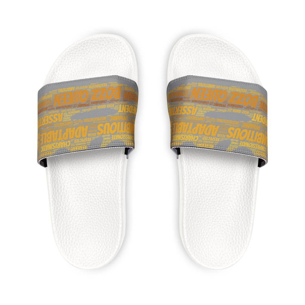 Bozz Queen Grey & Gold Women's Sandals - Removable Strap Beach Slides