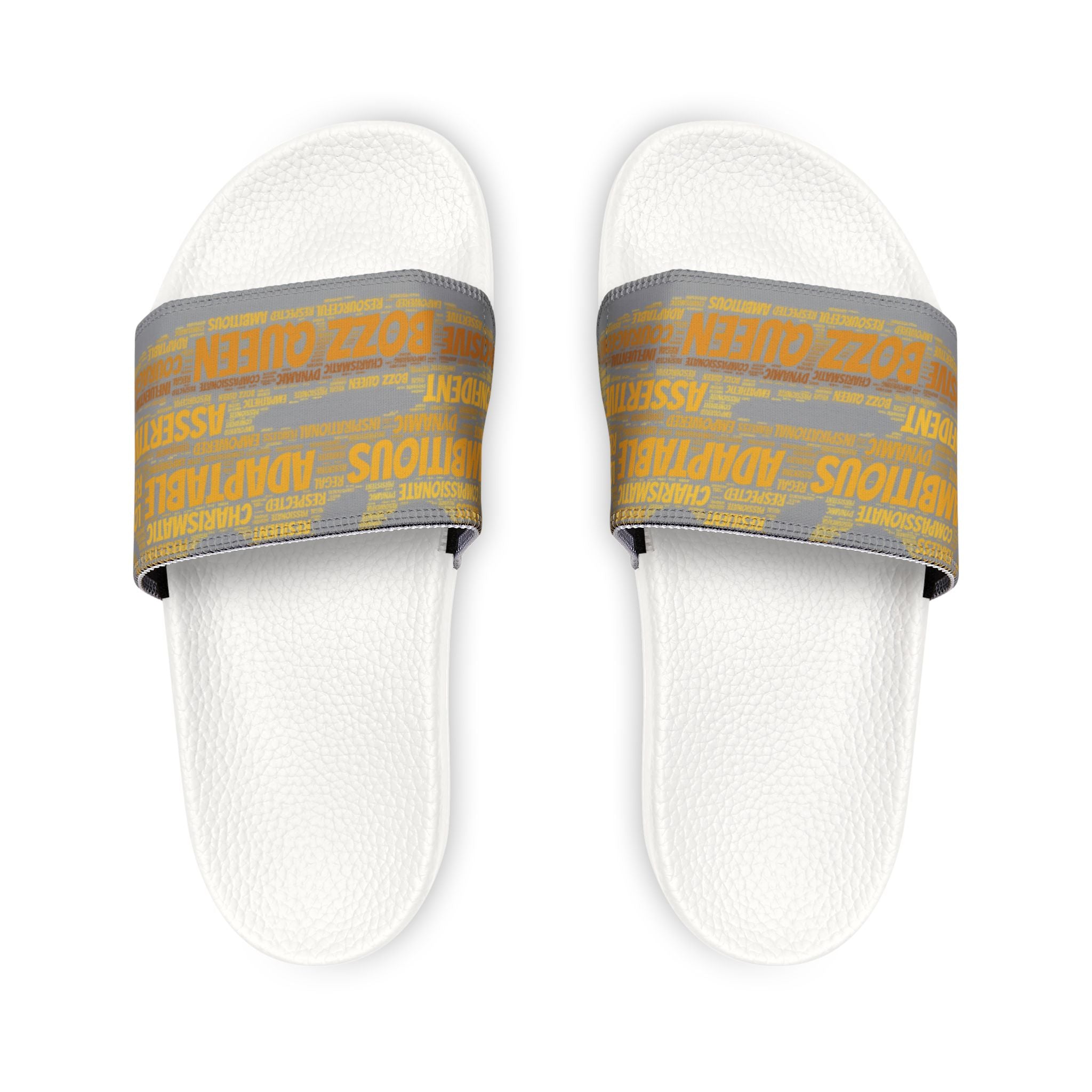 Bozz Queen Grey & Gold Women's Sandals - Removable Strap Beach Slides