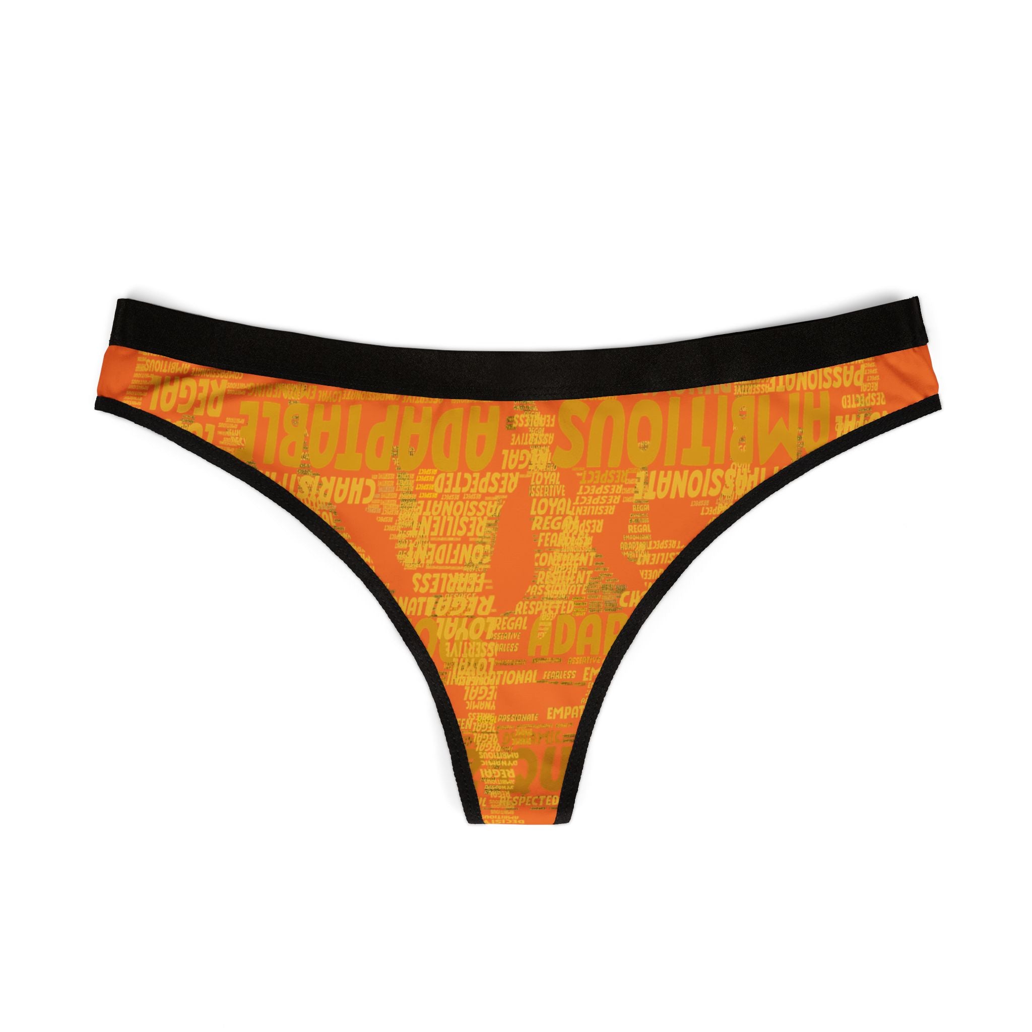 Women's Light Orange Yellow Thongs - Bold Statement Motivational Lingerie
