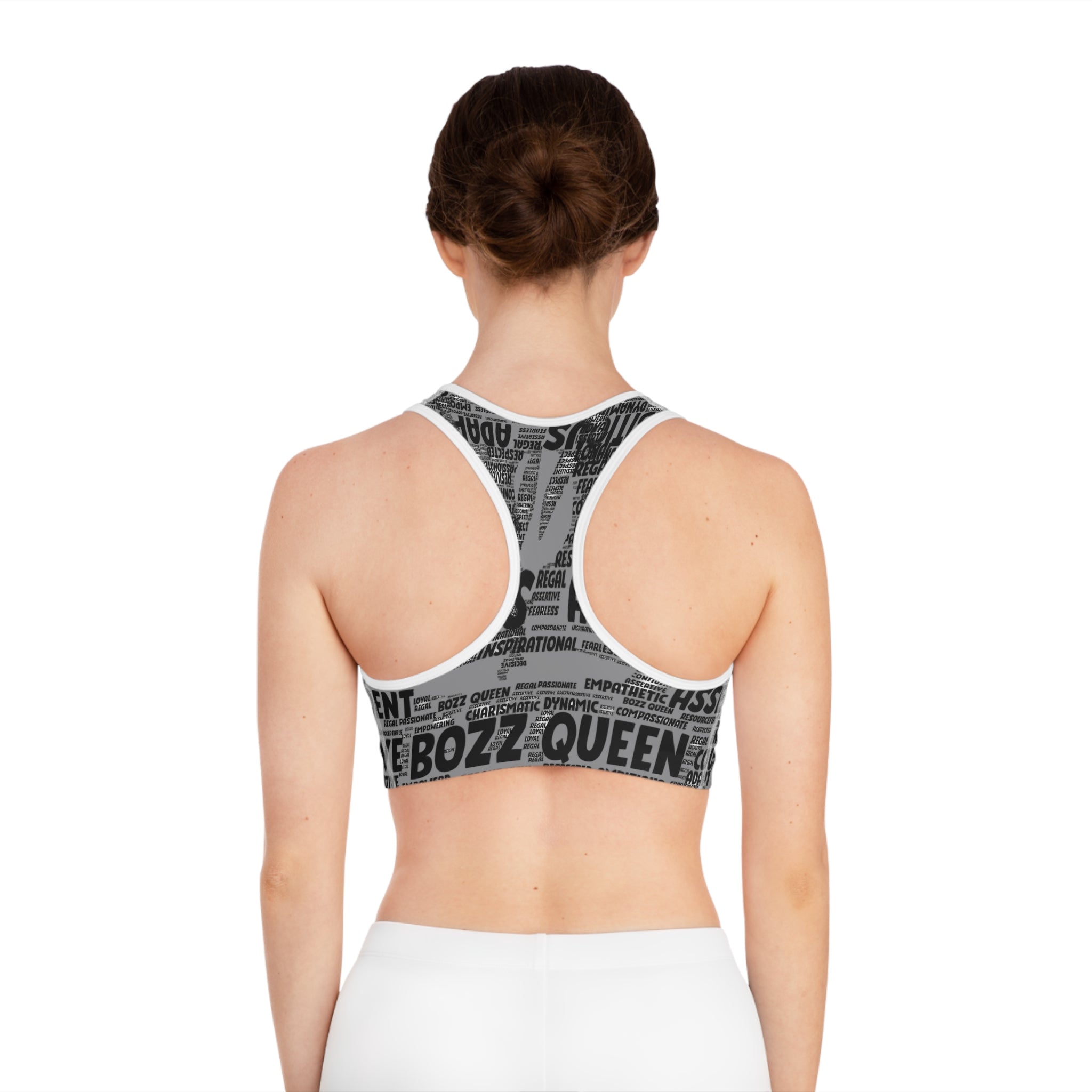 Empowering Sports Bra - Bozz Queen Origin Collection | Grey & Black FIXX
