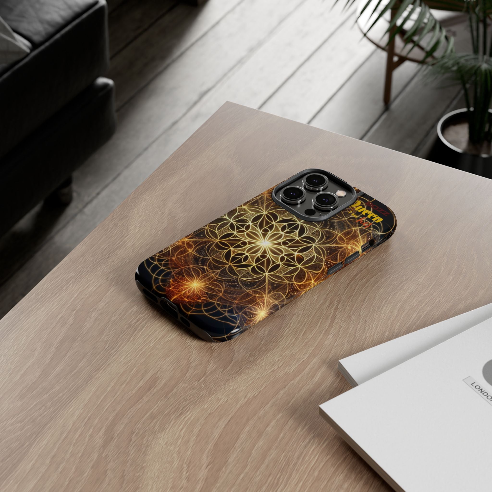 Golden Flower Mandala Phone Case, Tough Cases, Bohemian Phone Cover, Unique Gift for Him/Her, Spiritual and Artistic Design
