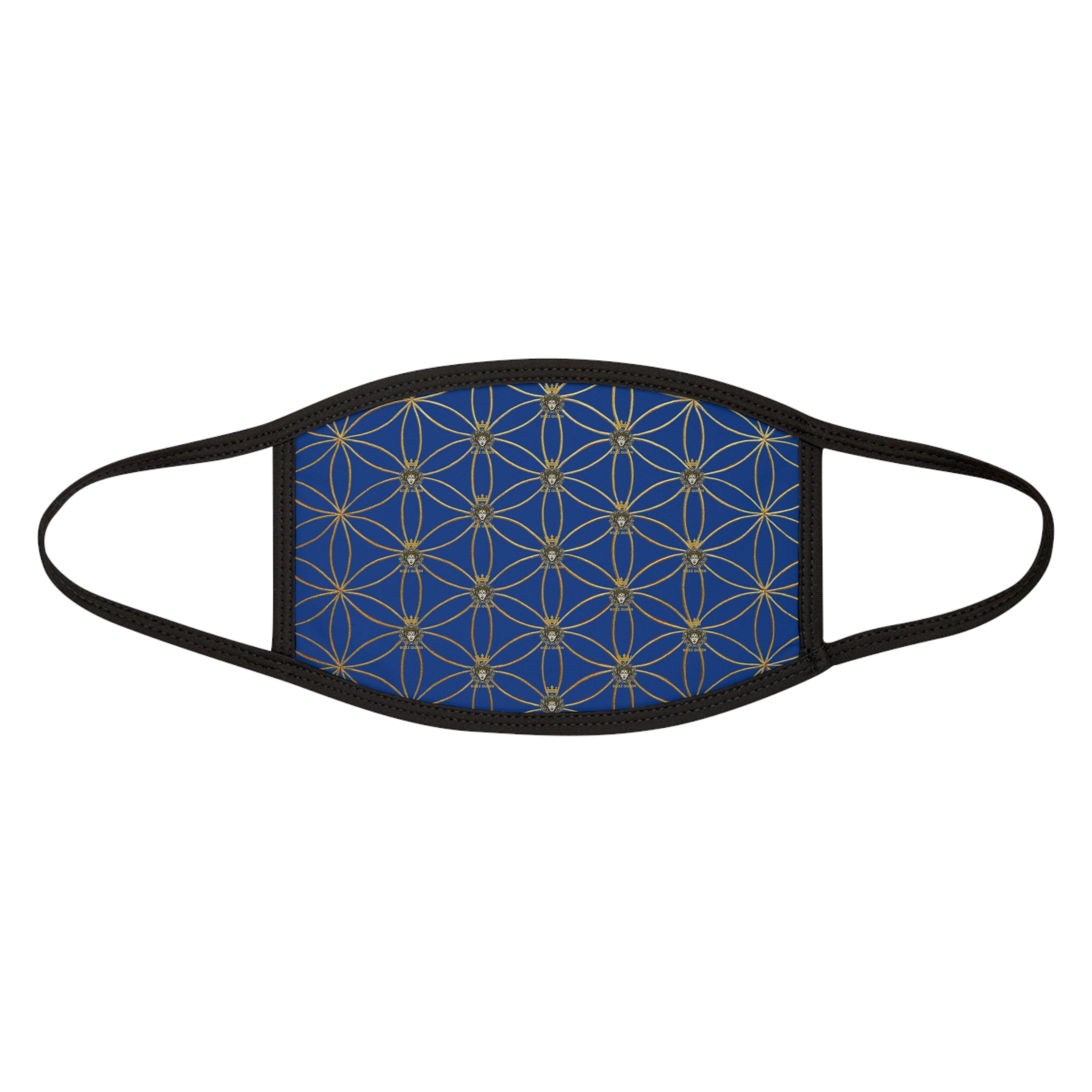 Bozz Queen Flower of Life Face Mask - Dark Blue & Gold Stylish Breathable Cloth Mask