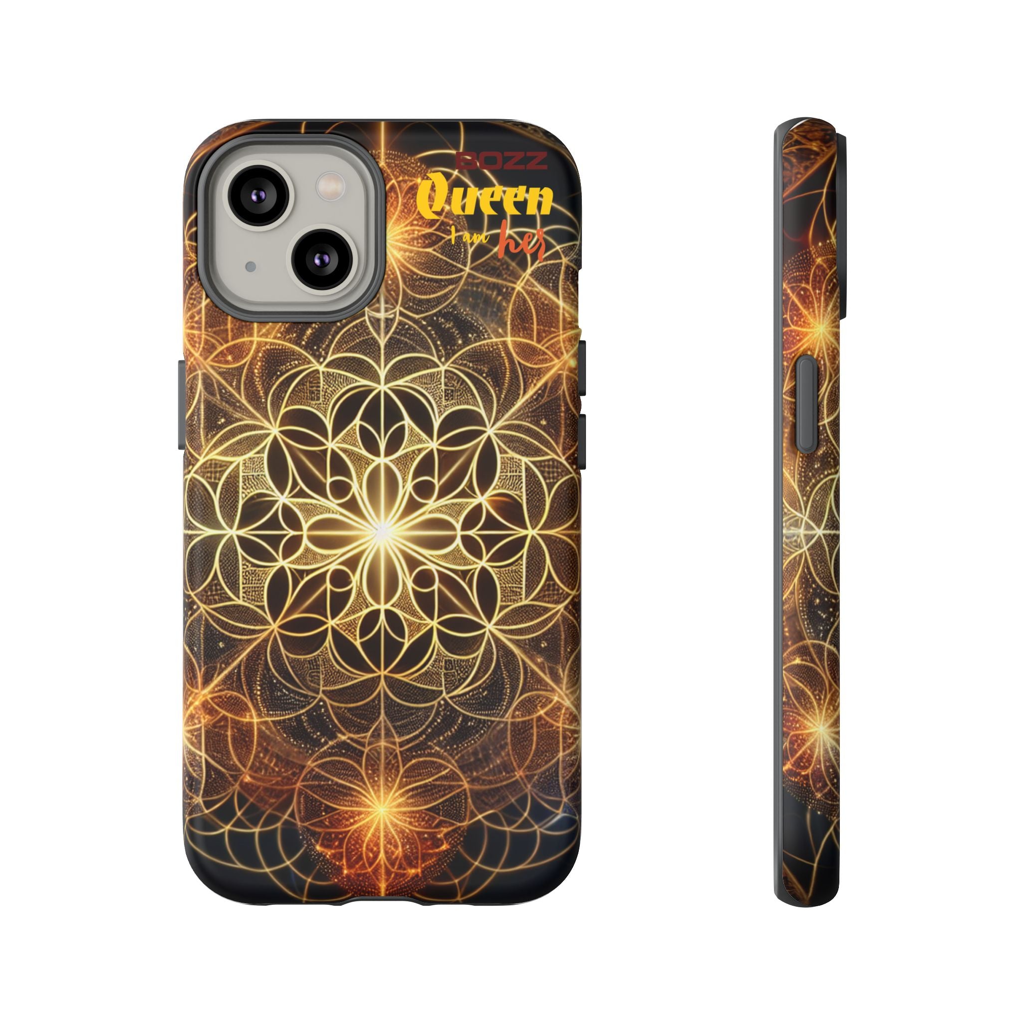 Golden Flower Mandala Phone Case, Tough Cases, Bohemian Phone Cover, Unique Gift for Him/Her, Spiritual and Artistic Design