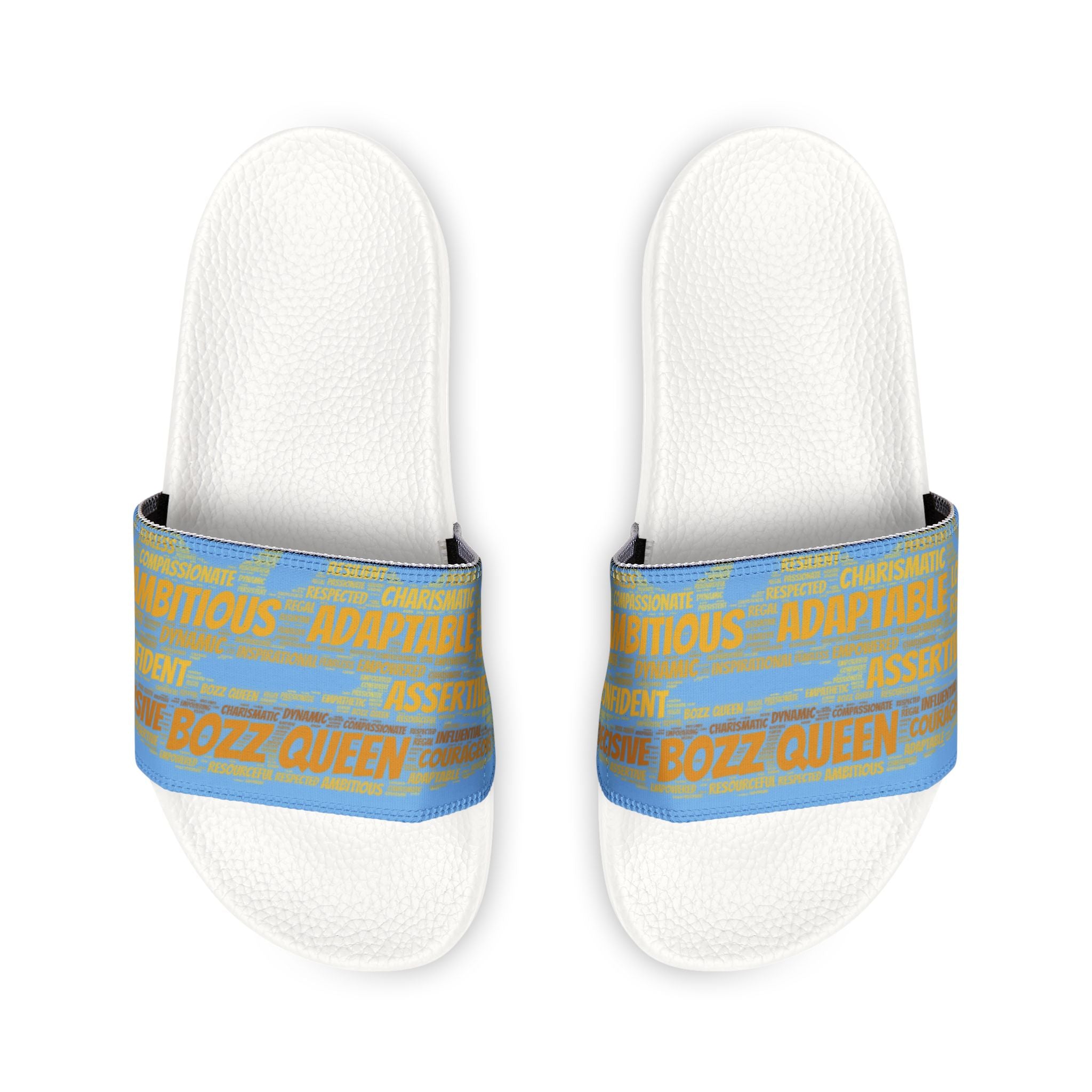 Bozz Queen Light Blue & Gold Women's Sandals - Removable Strap Beach Slides