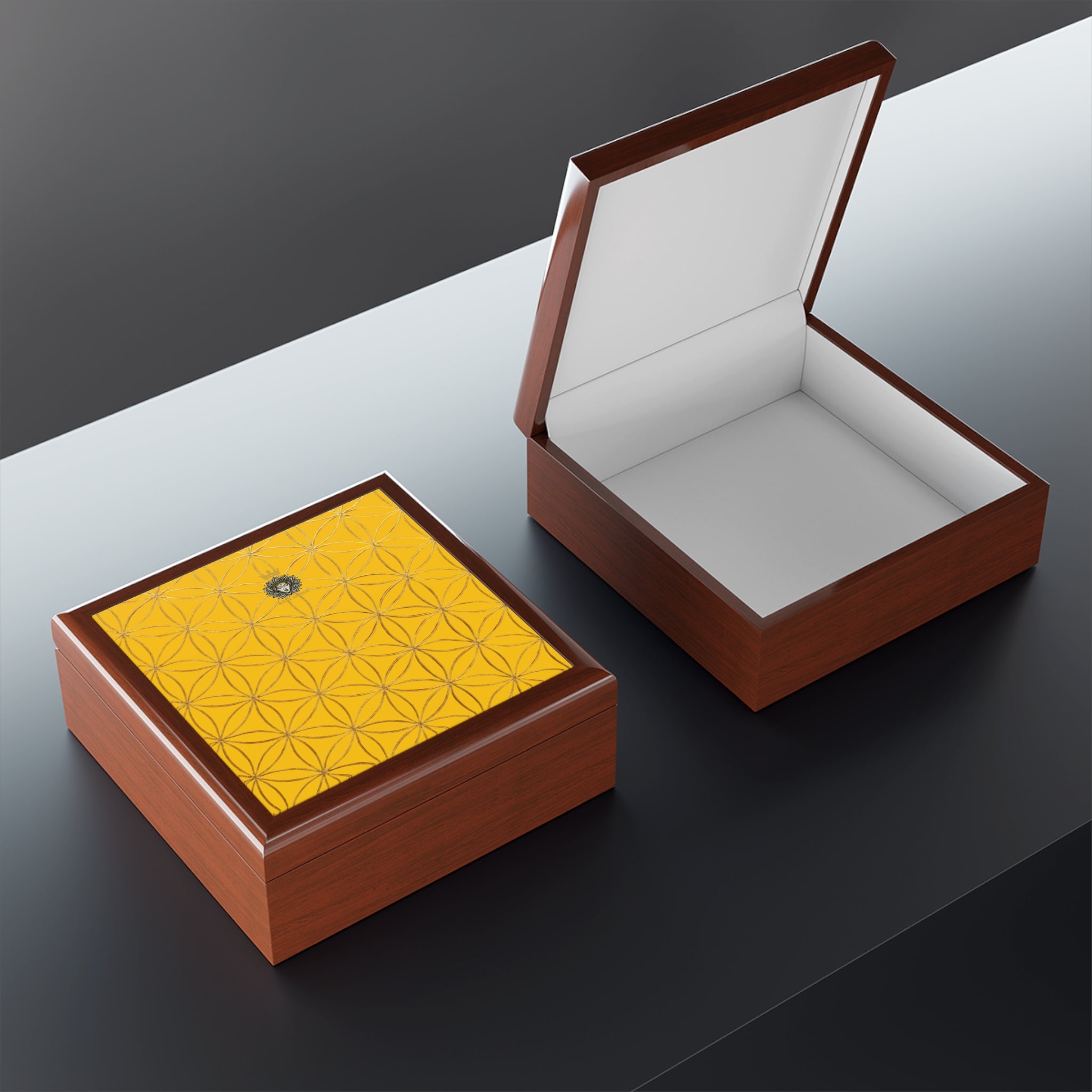 Flower of Life Jewelry Box - Yellow Elegant Keepsake Organizer