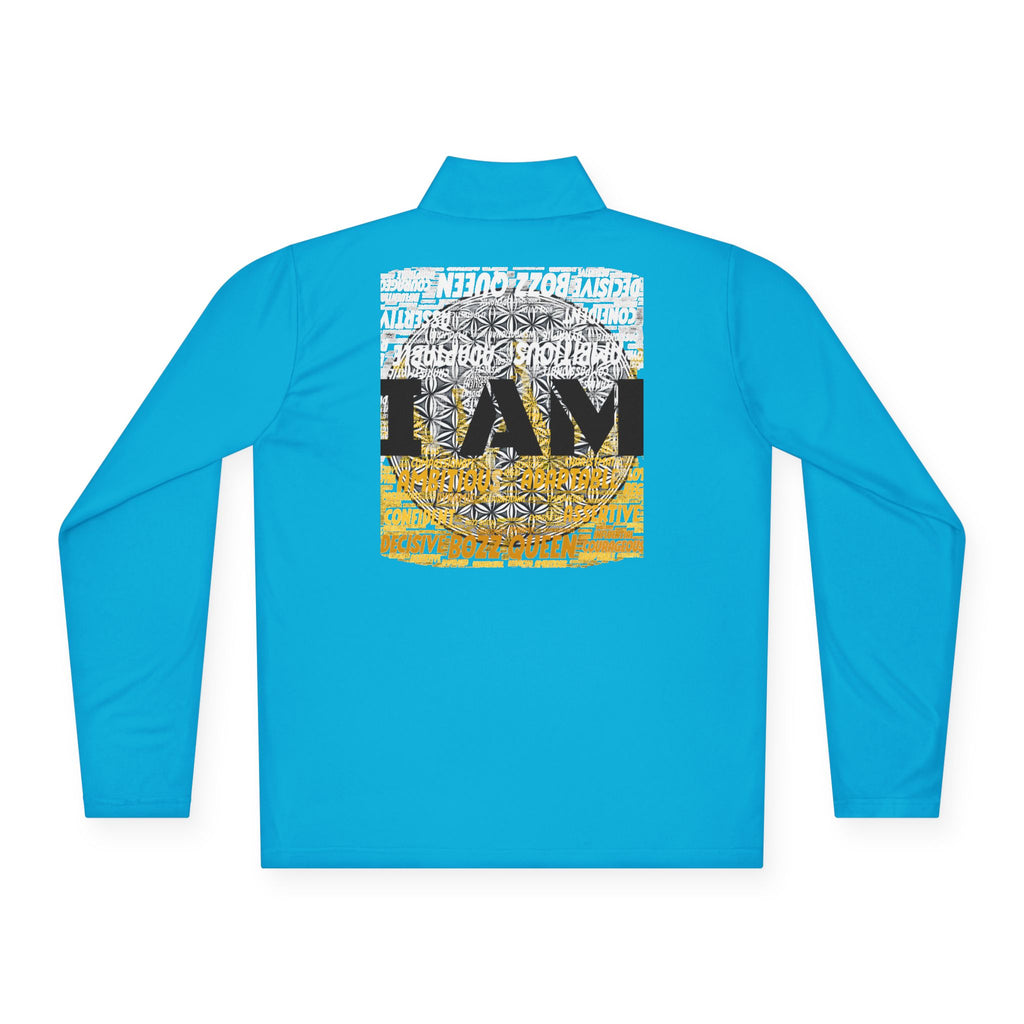 I AM Unisex Quarter-Zip Pullover - Motivational Activewear for Gym & Yoga