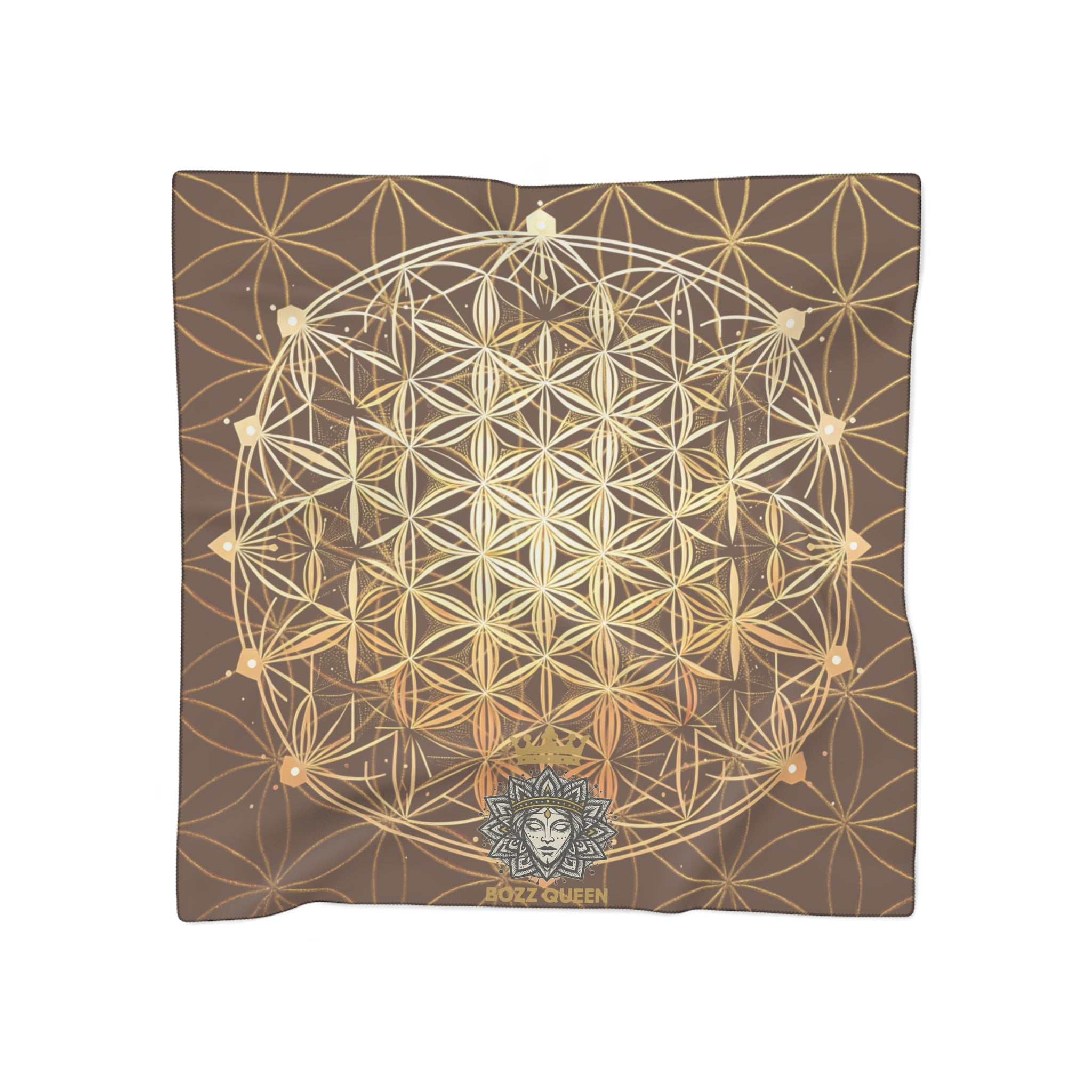 Flower of Life Brown Scarf - Sacred Geometry Spiritual Accessory