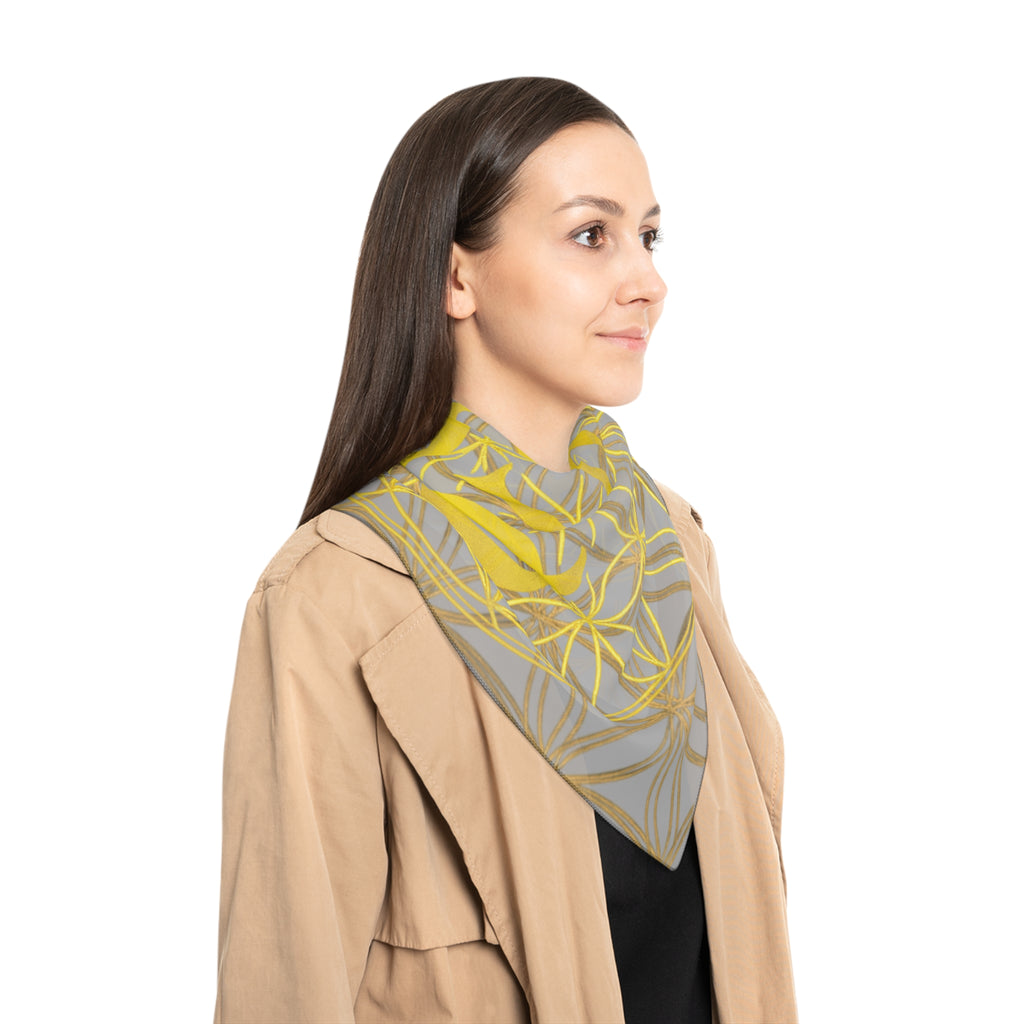 Bozz Queen Light Grey Poly Scarf - Vibrant Flower of Life Design for Stylish Women